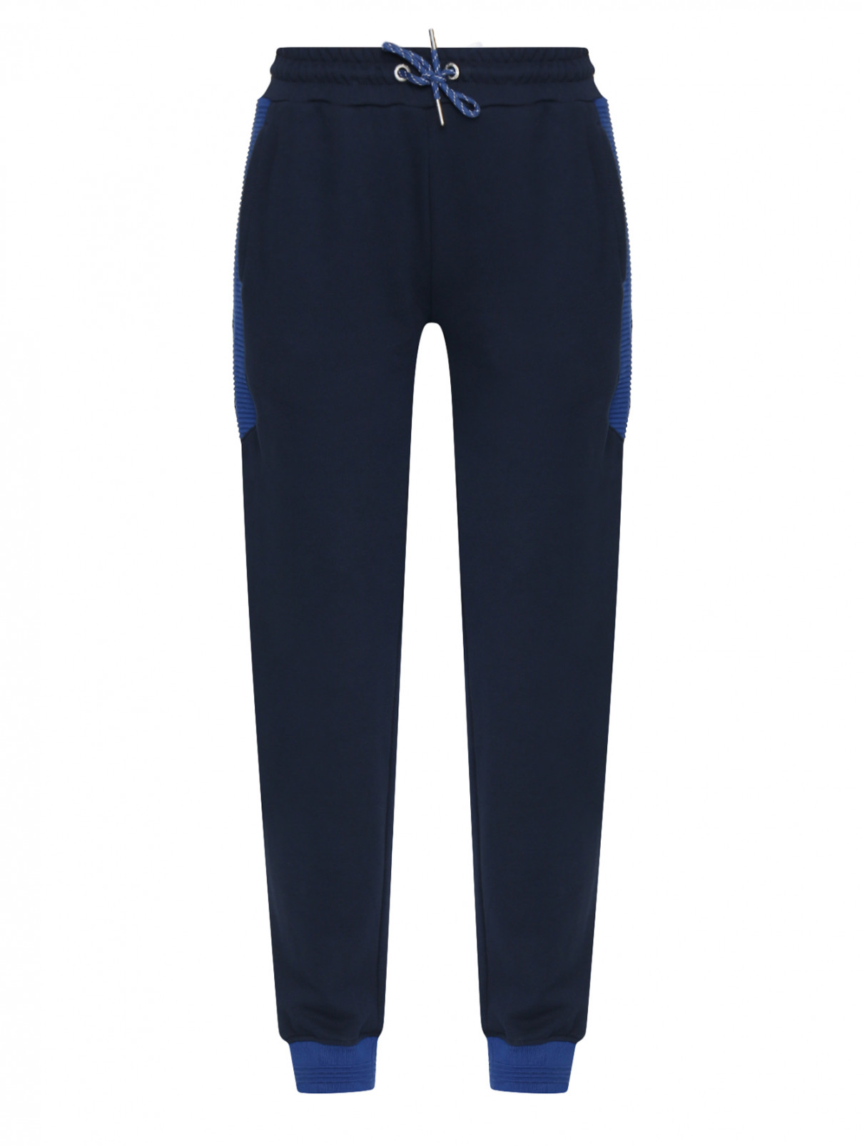 Спортивные брюки из хлопка на резинке BOSCO  –  Общий вид  – Цвет:  Синий