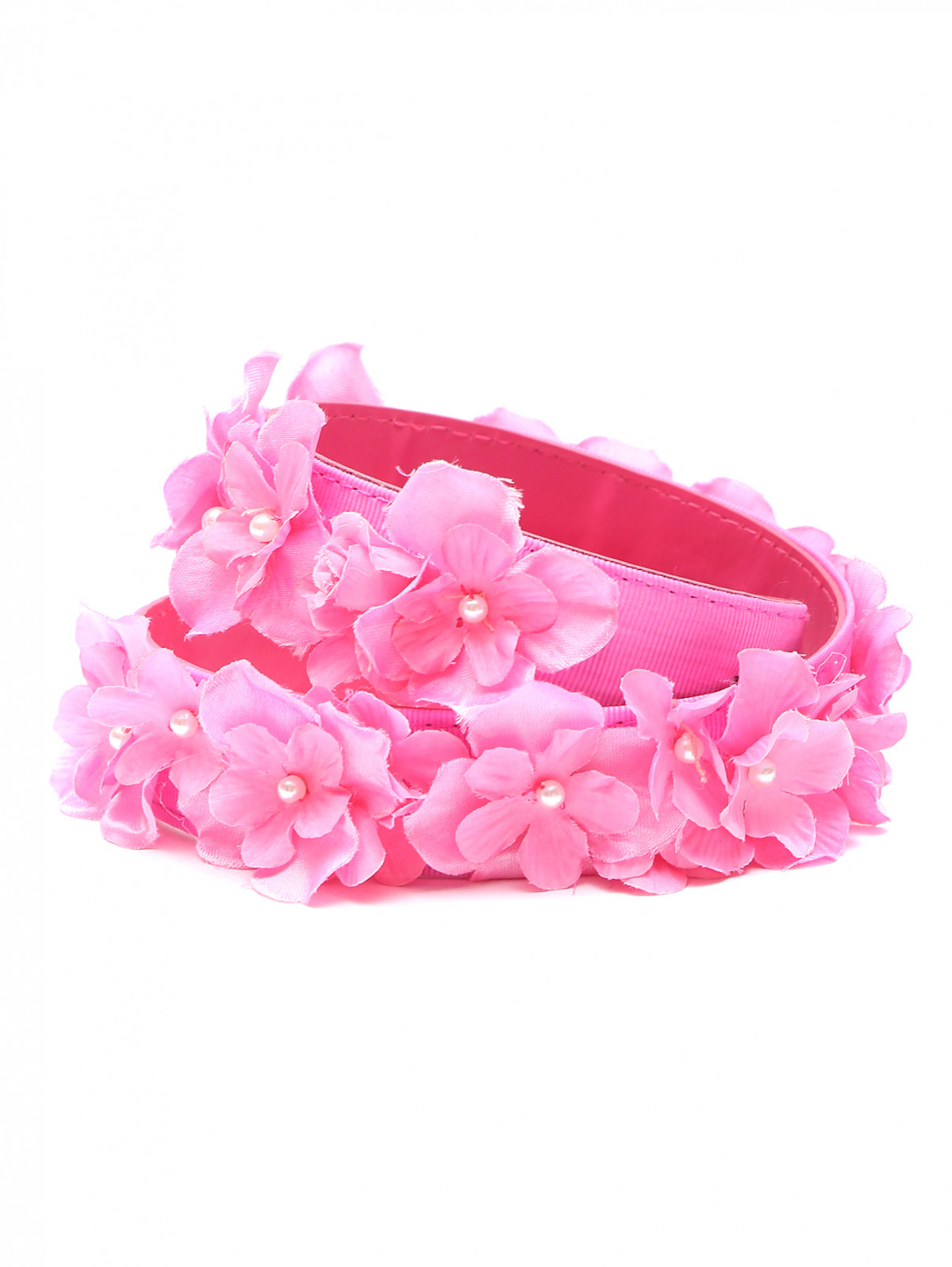 Ремень с декором из цветов MONNALISA  –  Общий вид  – Цвет:  Розовый