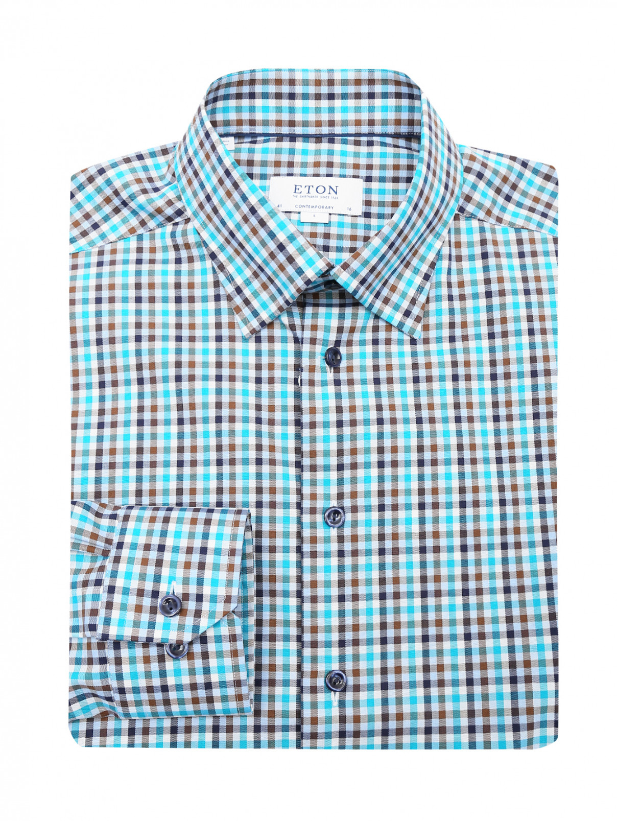 Рубашка из хлопка с узором "клетка" Eton  –  Общий вид  – Цвет:  Мультиколор