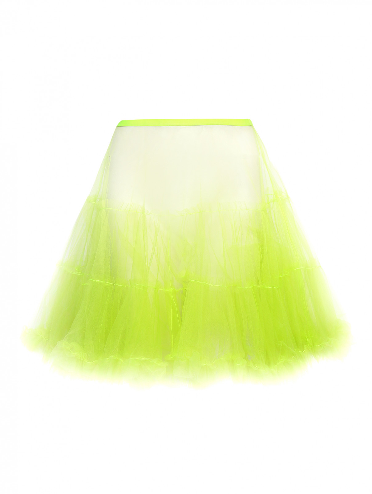 Юбка-мини из прозрачной ткани с оборками Sonia Rykiel  –  Общий вид  – Цвет:  Зеленый