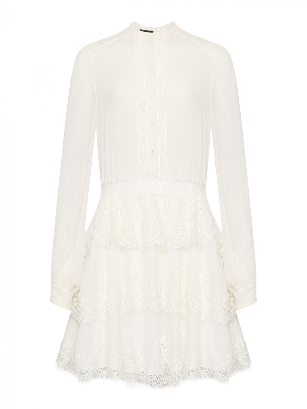 Платье из шелка с кружевом Ermanno Ermanno Scervino  –  Общий вид  – Цвет:  Белый