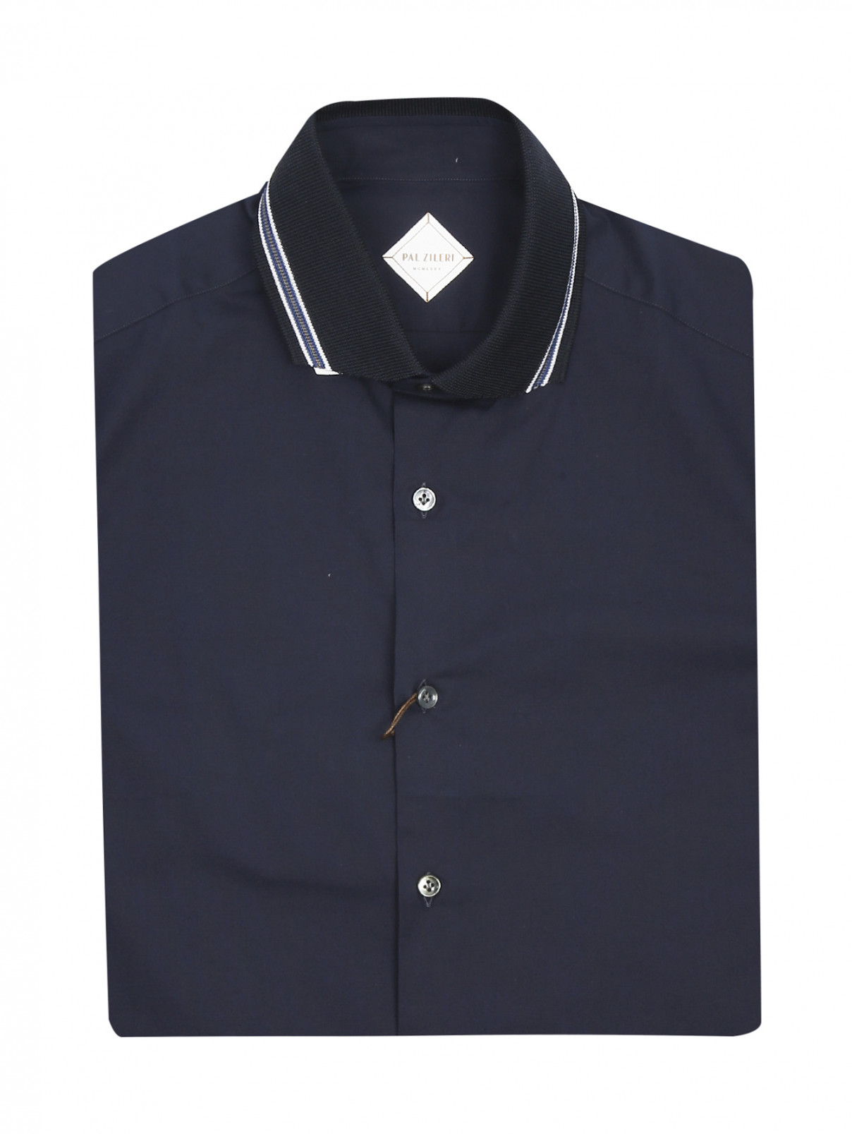 Рубашка из хлопка с воротом-поло Pal Zileri  –  Общий вид  – Цвет:  Синий