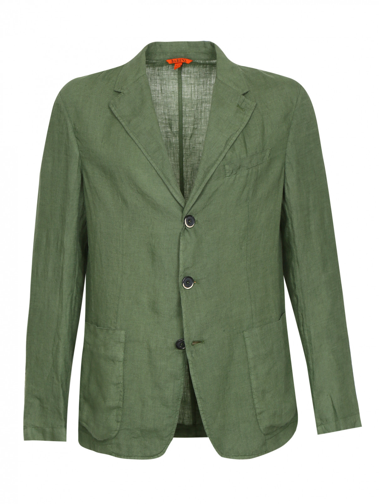 Пиджак из льна прямого кроя Barena  –  Общий вид  – Цвет:  Зеленый