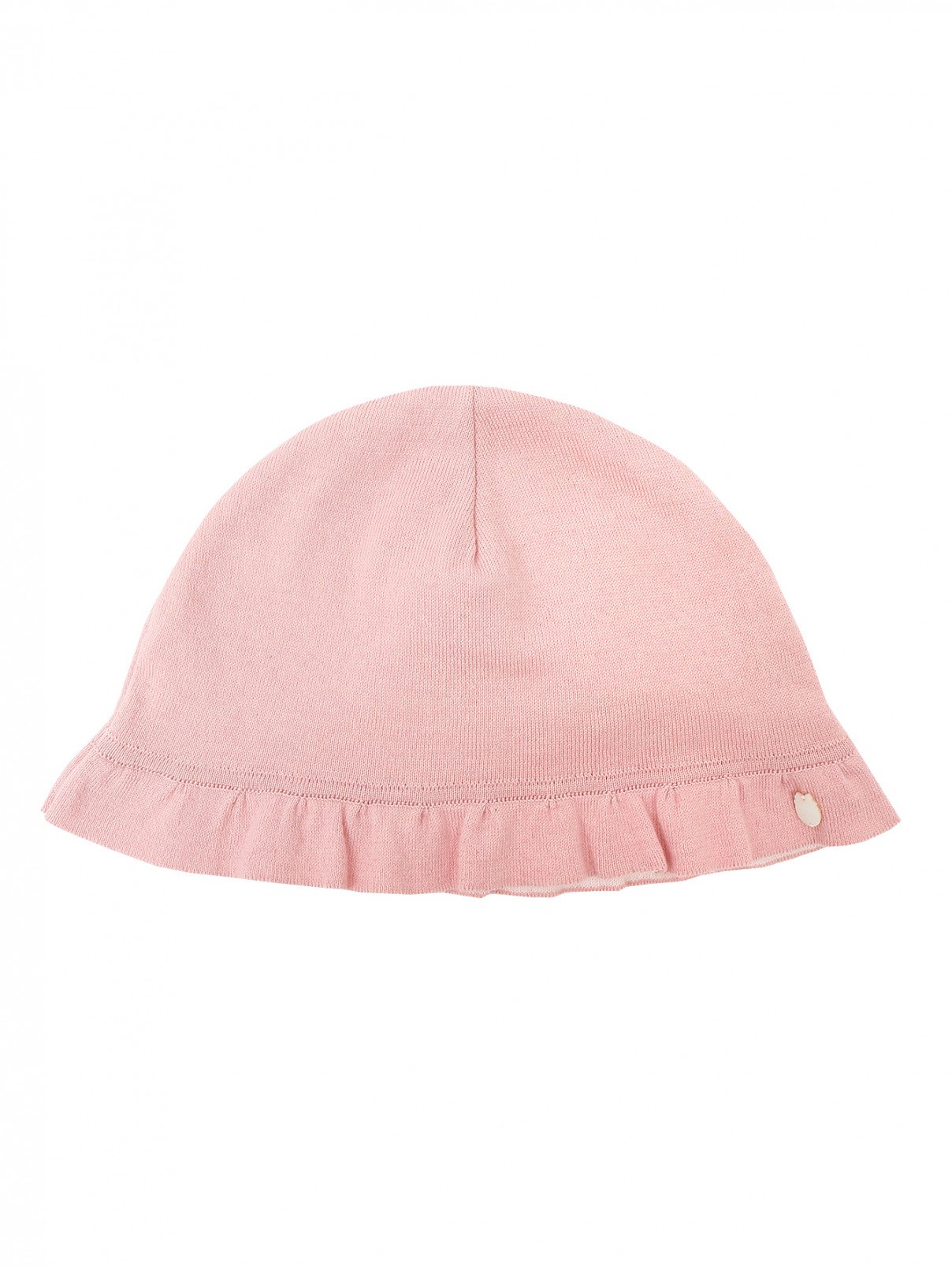 Шапка трикотажная с оборкой Baby Dior  –  Общий вид  – Цвет:  Розовый