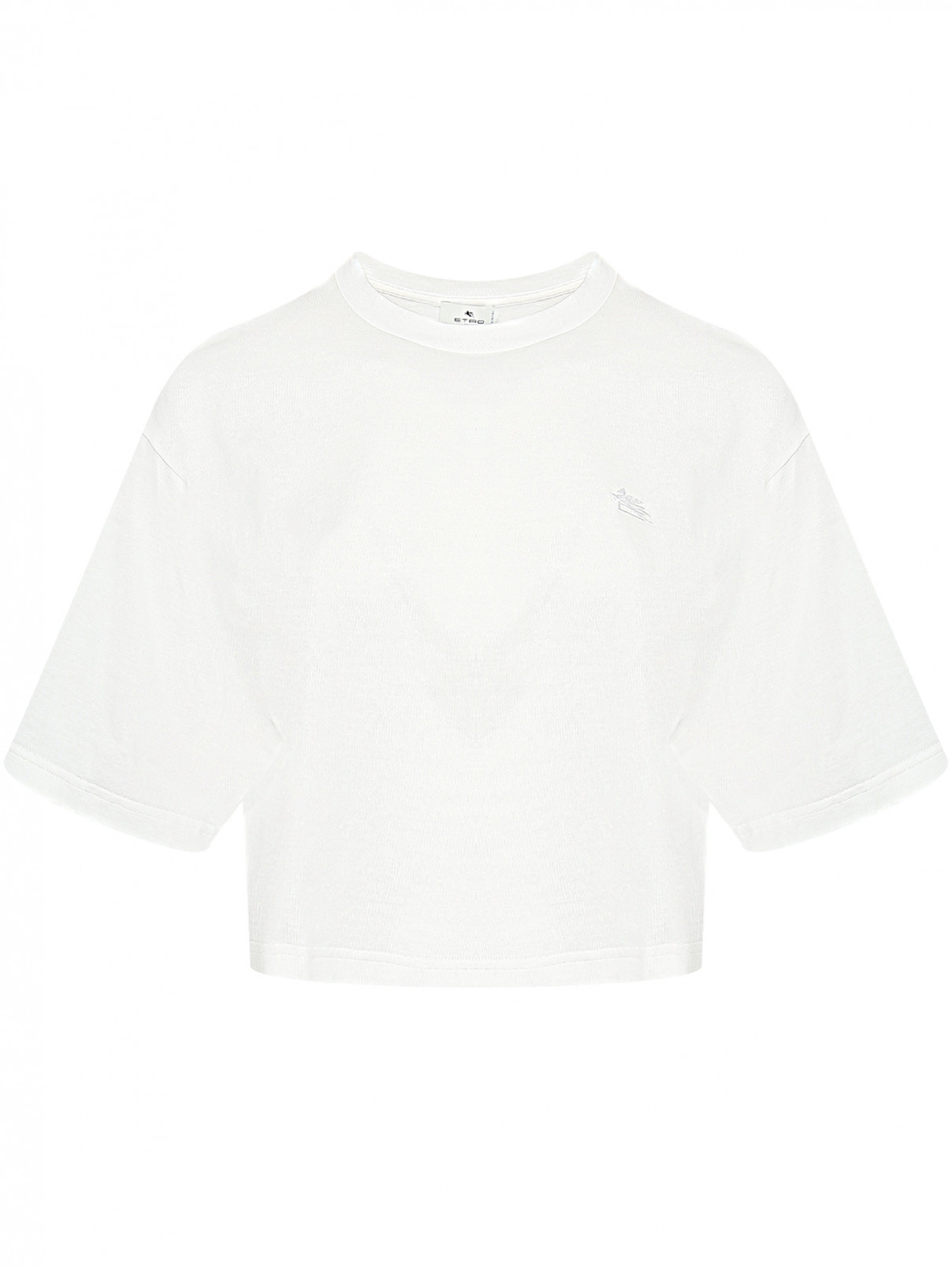 Укороченная футболка из хлопка Etro  –  Общий вид  – Цвет:  Белый