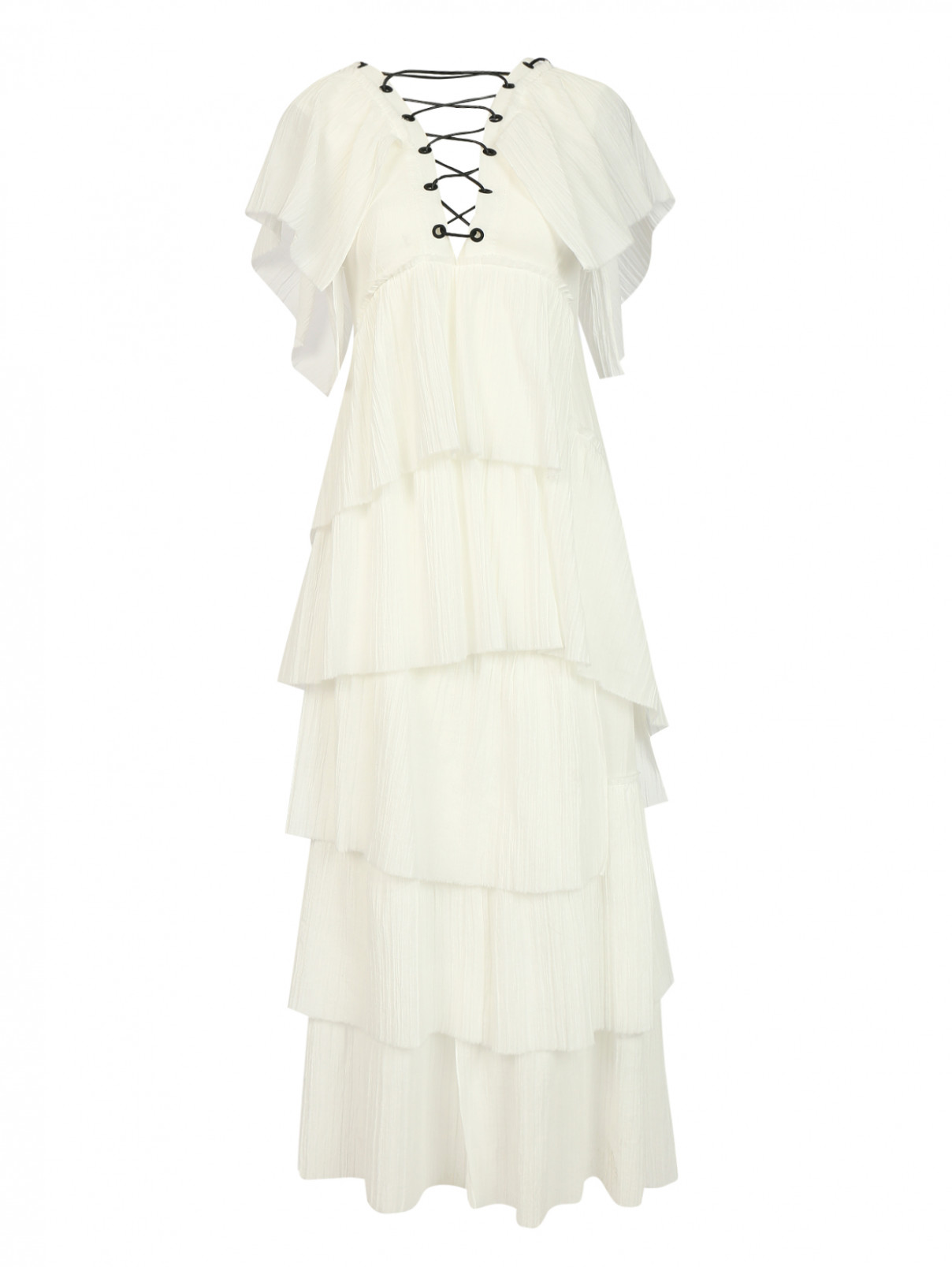 Платье из хлопка с декором Sonia Rykiel  –  Общий вид  – Цвет:  Белый