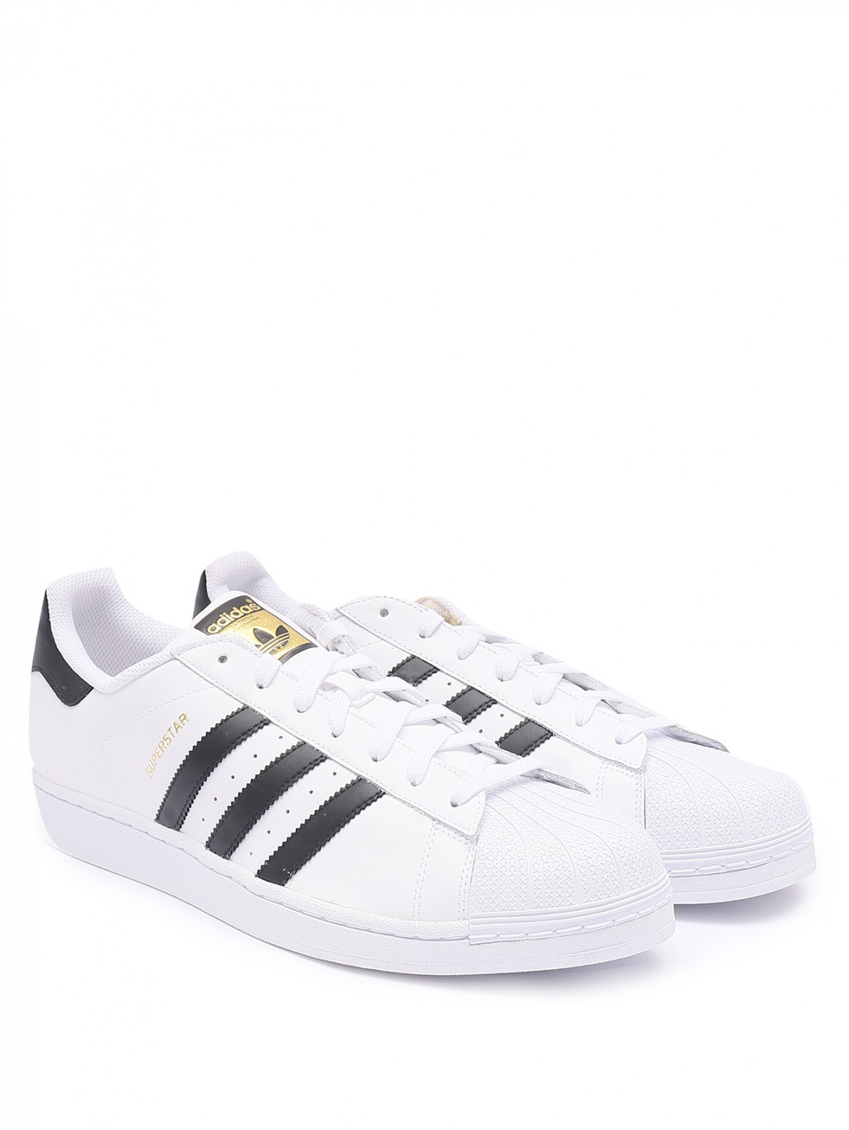 Кеды из кожи с контрастной отделкой Adidas Originals  –  Общий вид  – Цвет:  Белый