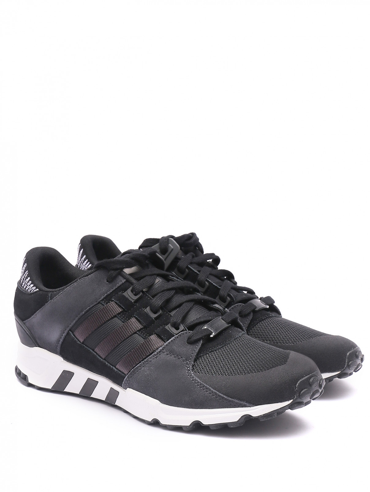Комбинированные кроссовки на контрастной подошве Adidas Originals  –  Общий вид  – Цвет:  Черный