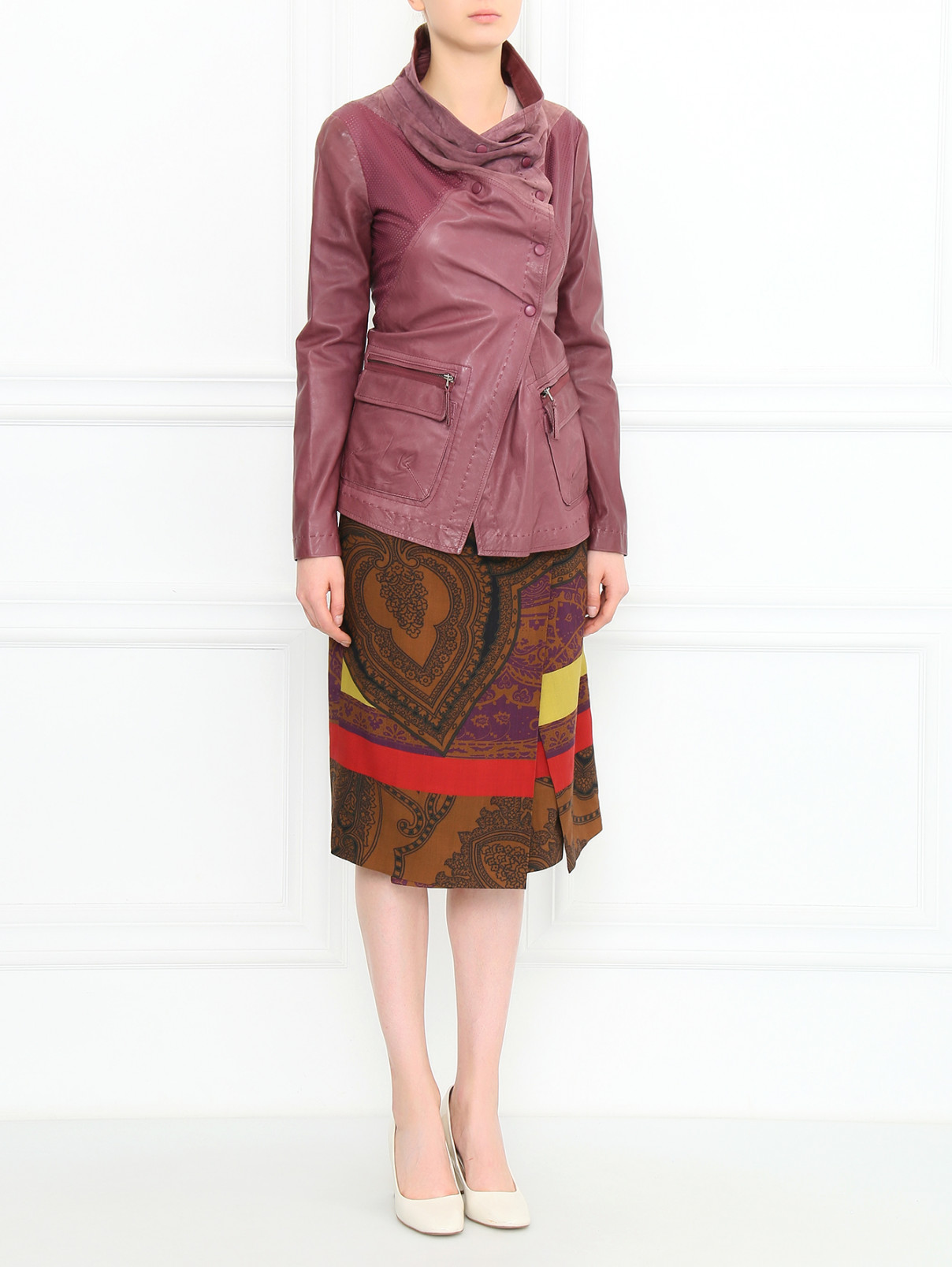 Куртка из кожи Isola Marras  –  Модель Общий вид  – Цвет:  Фиолетовый