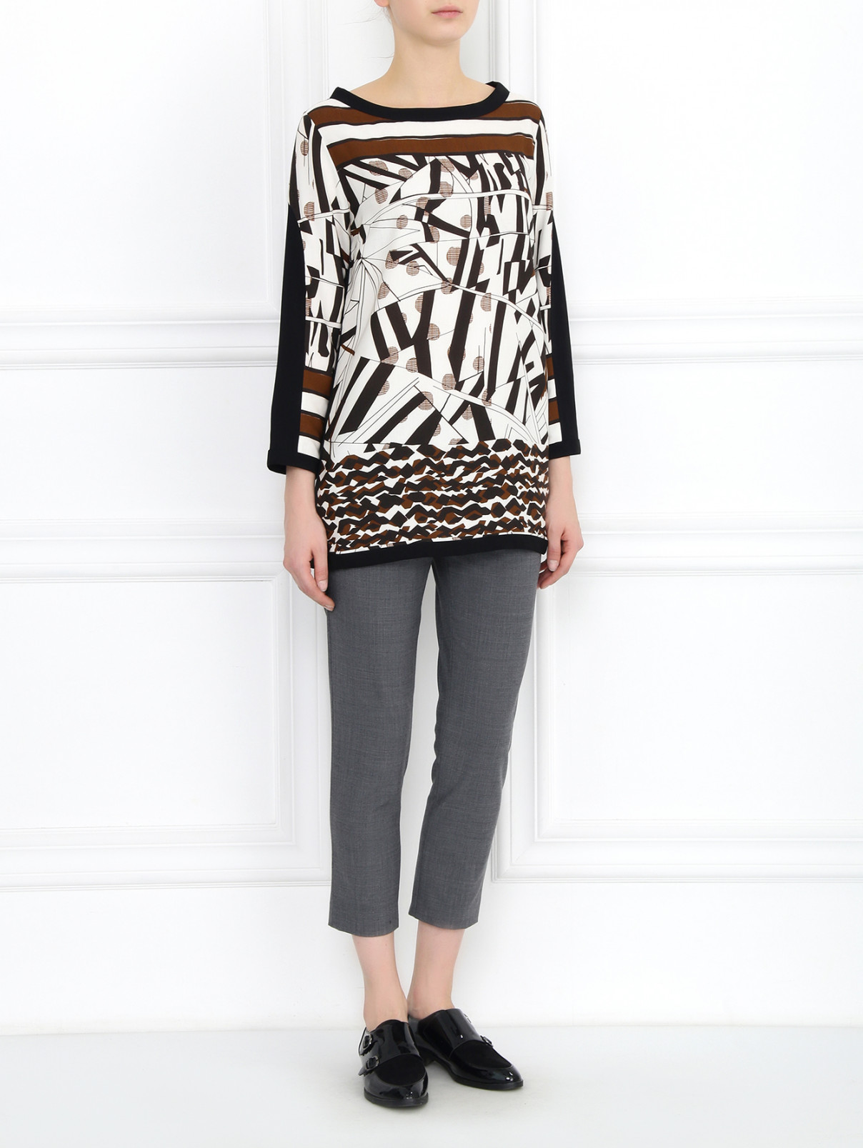Удлиненная блуза с узором Antonio Marras  –  Модель Общий вид  – Цвет:  Черный