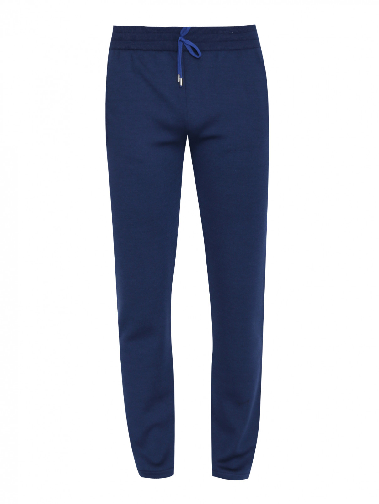 Трикотажные брюки из шерсти и шелка на резинке Pashmere  –  Общий вид  – Цвет:  Синий