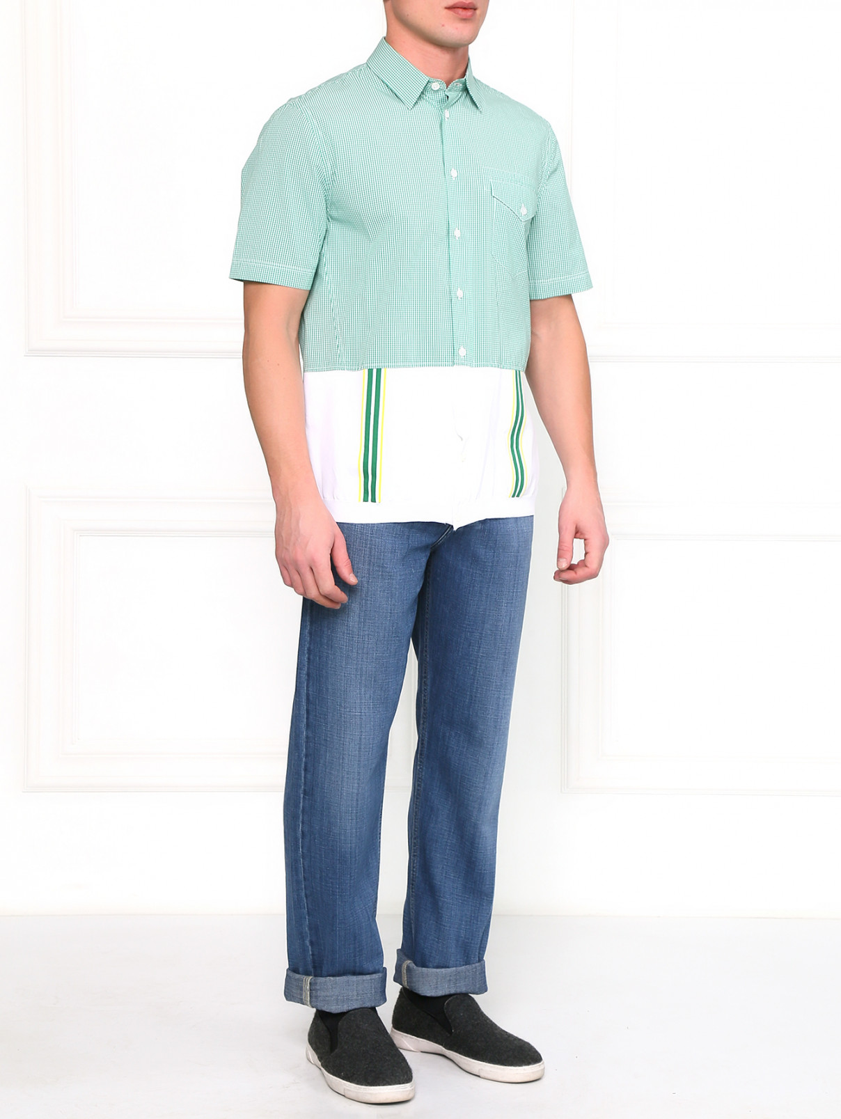 Рубашка из хлопка с контрастными вставками Antonio Marras  –  Модель Общий вид  – Цвет:  Узор