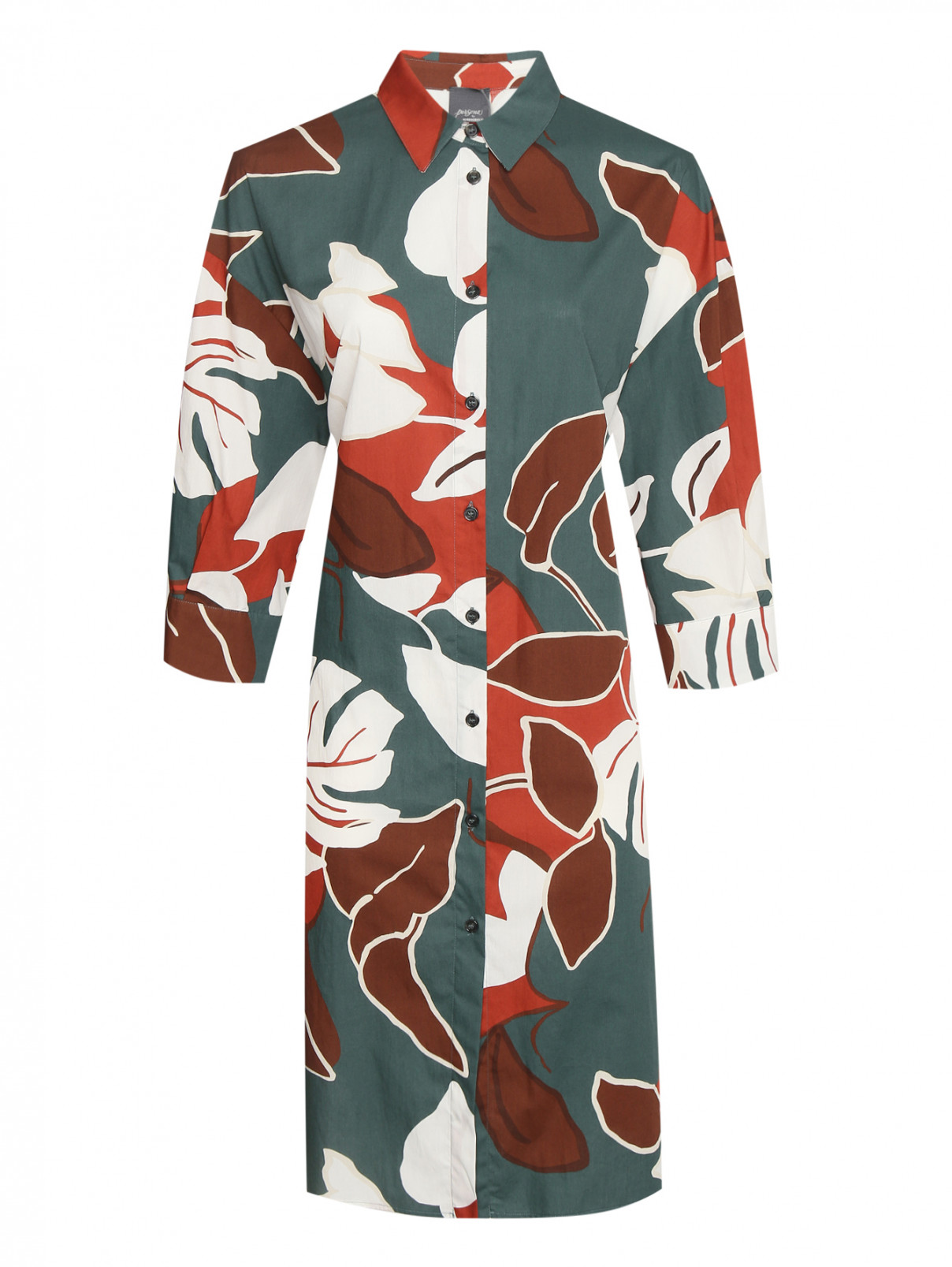 Платье из хлопка с узором Persona by Marina Rinaldi  –  Общий вид  – Цвет:  Узор