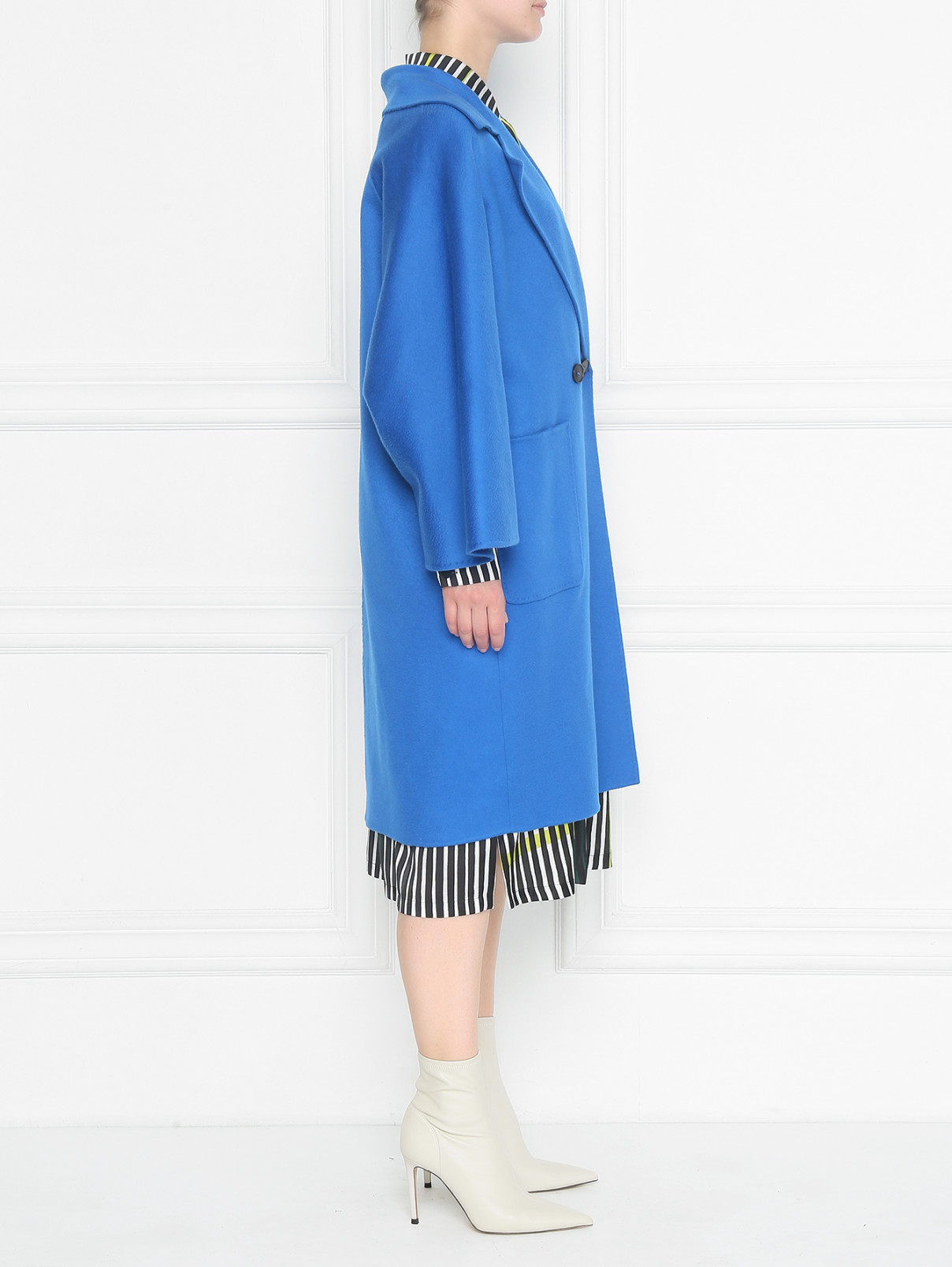 Пальто из кашемира с карманами Marina Rinaldi  –  МодельВерхНиз2  – Цвет:  Синий