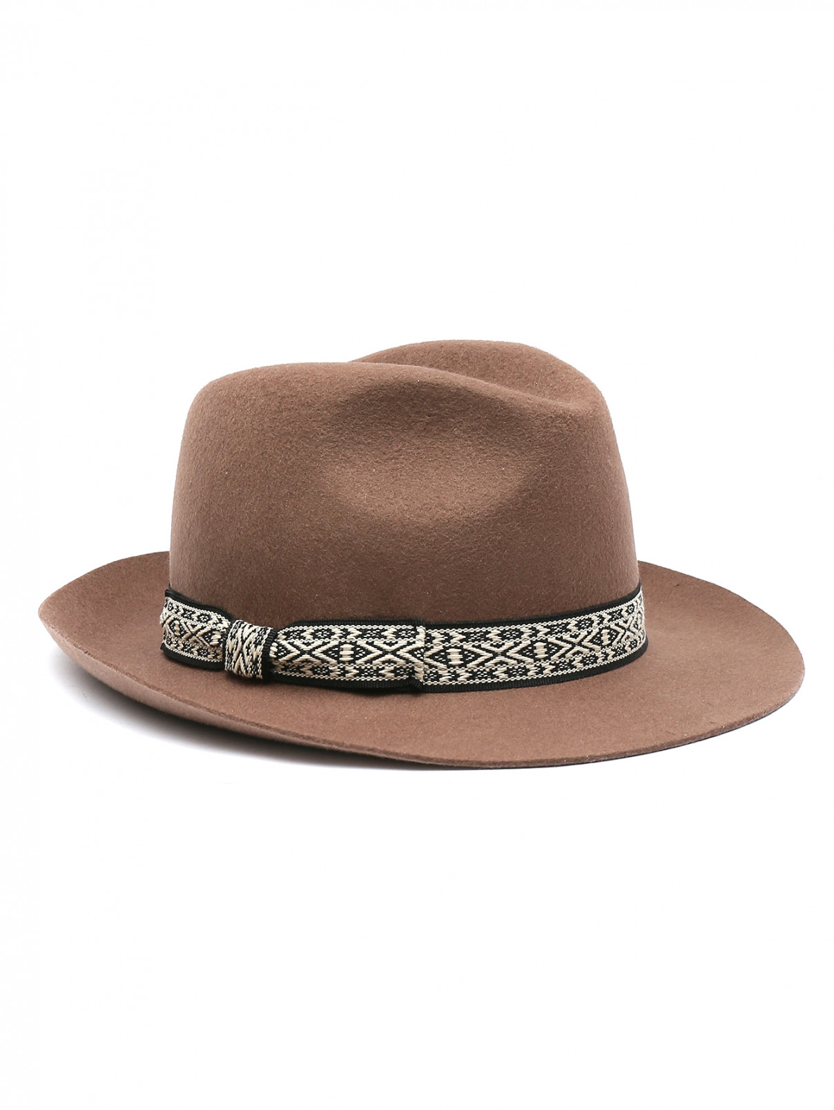 Шляпа из шерсти с лентой Marina Rinaldi  –  Общий вид  – Цвет:  Коричневый