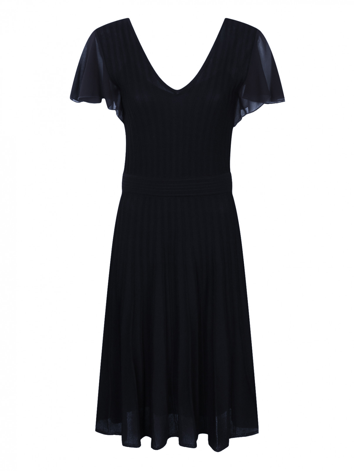 Трикотажное платье с короткими рукавами Max&Co  –  Общий вид  – Цвет:  Синий