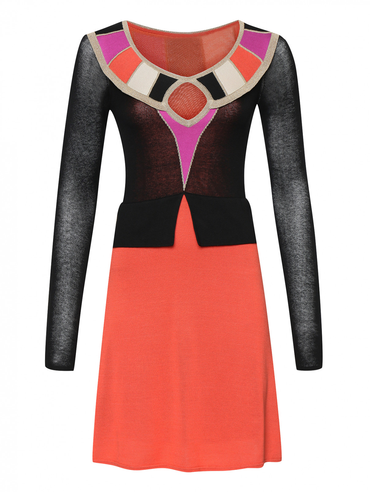 Платье из шелка с контрастной вставкой Temperley London  –  Общий вид  – Цвет:  Мультиколор