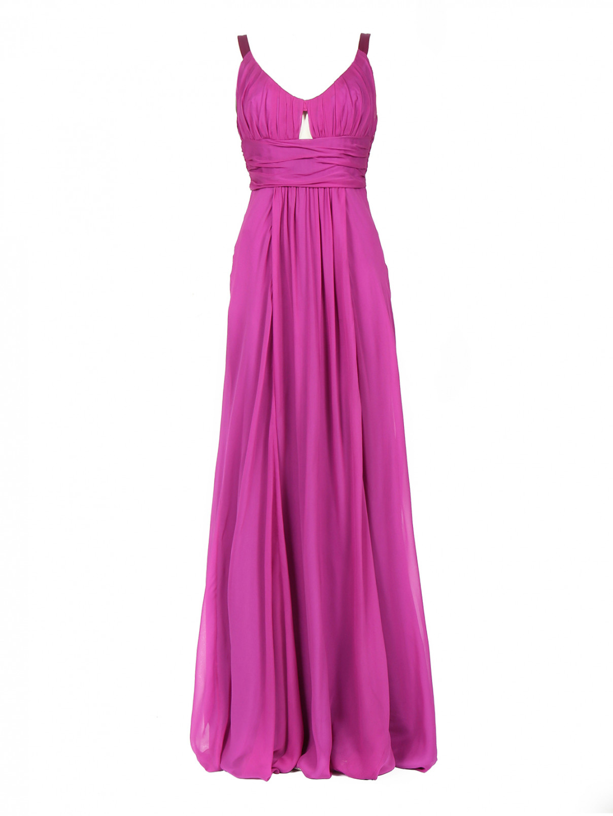 Платье-макси из шелка с драпировками Alberta Ferretti  –  Общий вид  – Цвет:  Фиолетовый