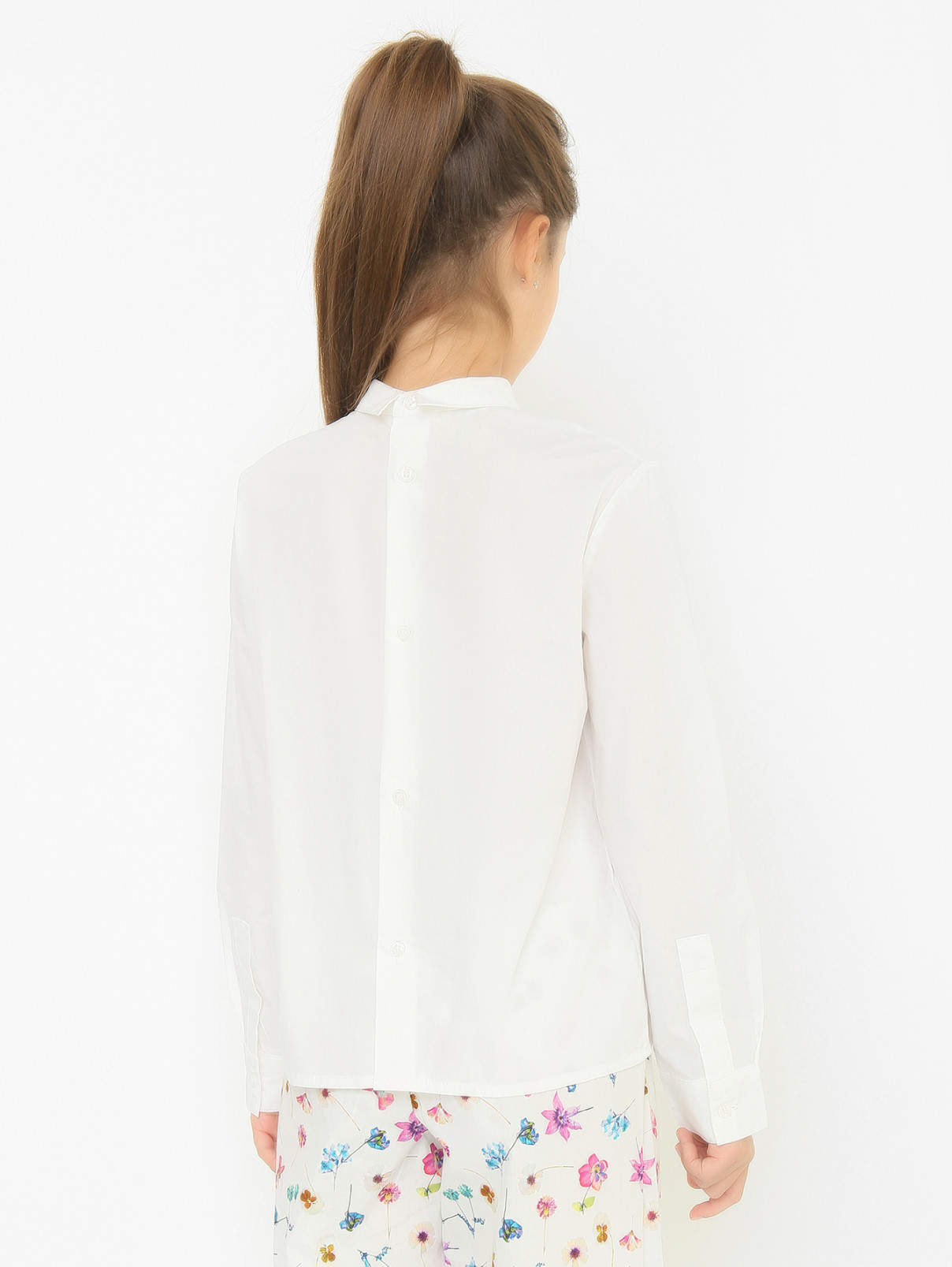 Блуза из хлопка с аппликацией Marni  –  МодельВерхНиз1  – Цвет:  Белый