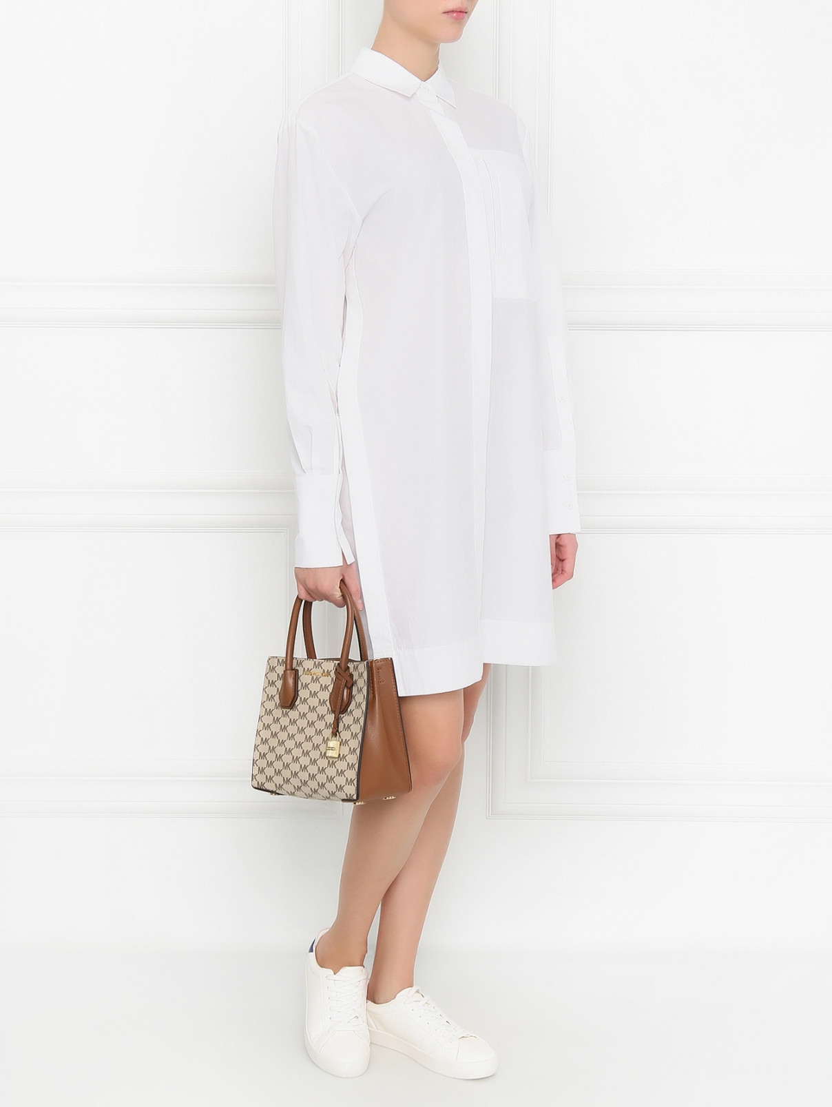 Платье-рубашка из хлопка DKNY  –  Модель Общий вид  – Цвет:  Белый