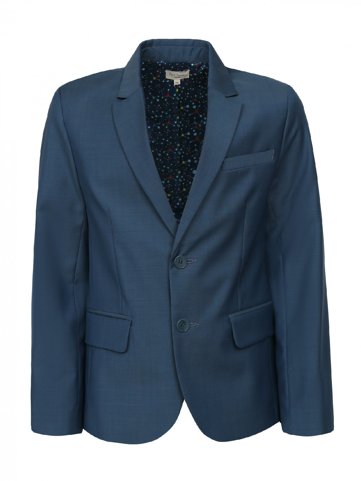 Пиджак из шерсти классического кроя Paul Smith Junior  –  Общий вид  – Цвет:  Синий
