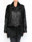 Кожаная куртка с деталями из меха Barbara Bui  –  Модель Верх-Низ