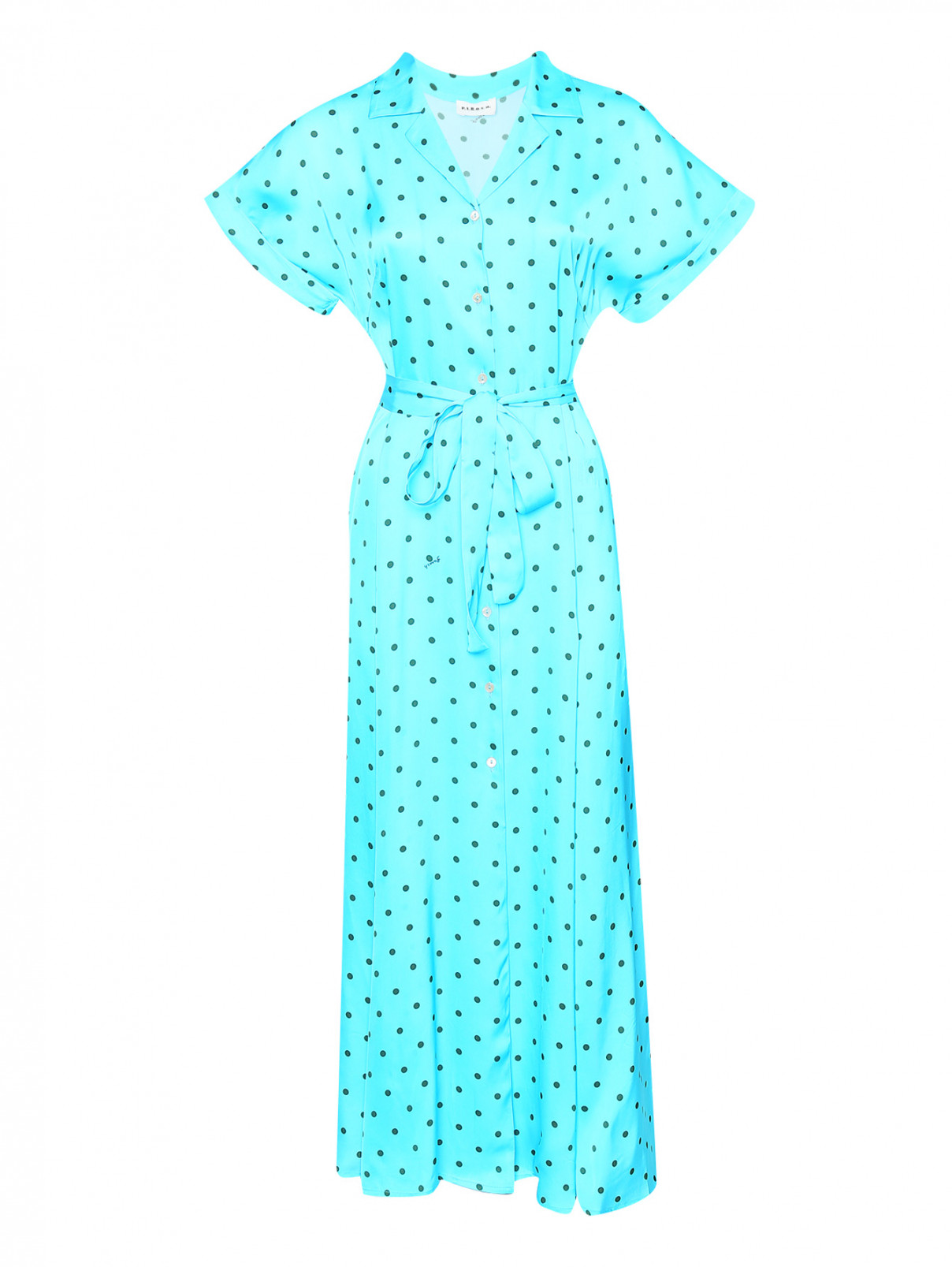 Платье-миди с узором горох P.A.R.O.S.H.  –  Общий вид  – Цвет:  Синий