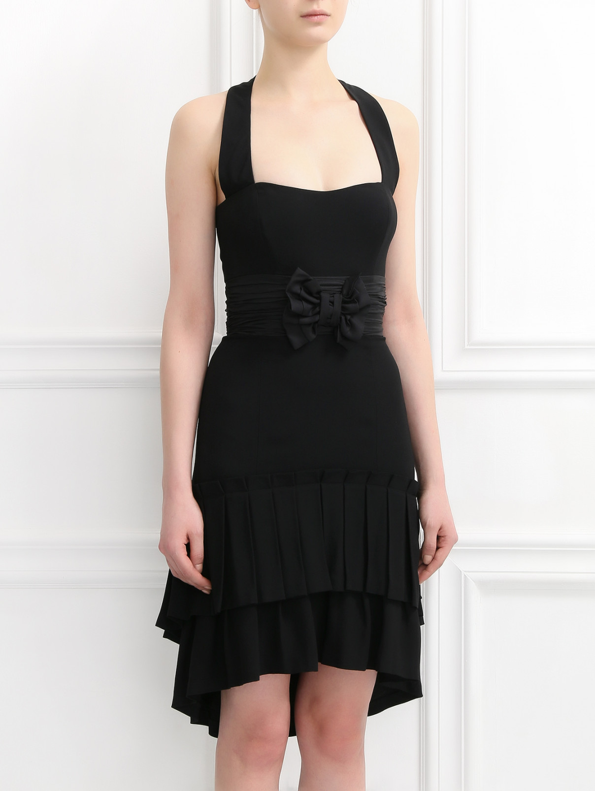 Платье-мини с драпировкой Temperley London  –  Модель Верх-Низ  – Цвет:  Черный