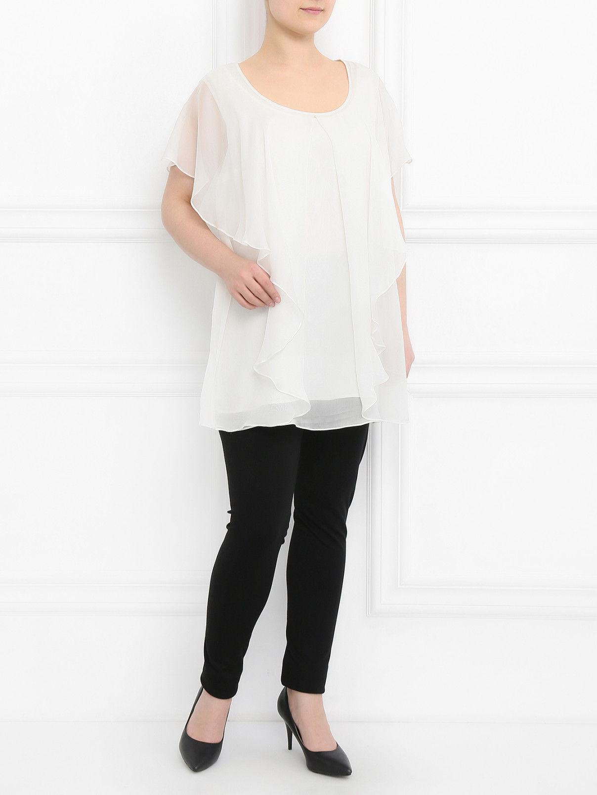 Блуза из шелка Marina Rinaldi  –  Модель Общий вид  – Цвет:  Белый