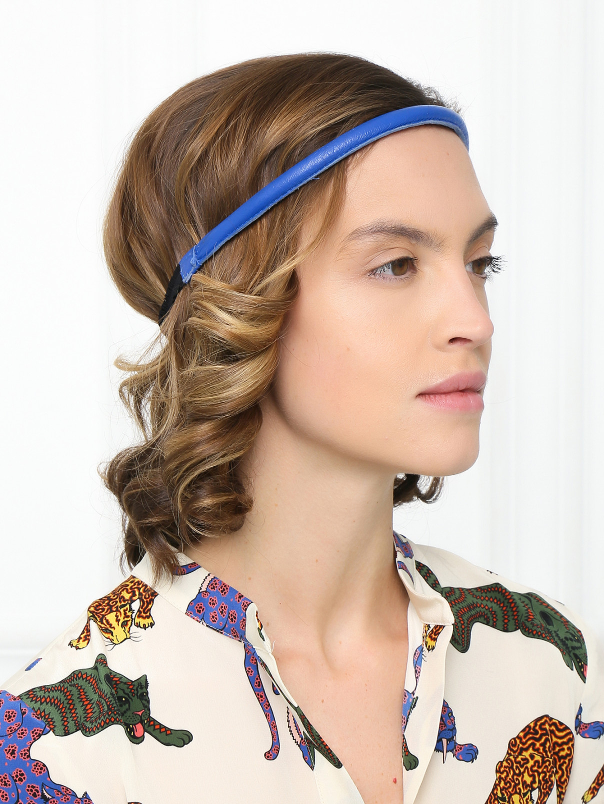 Повязка для волос из кожи Евгения Линович  –  Модель Общий вид  – Цвет:  Синий