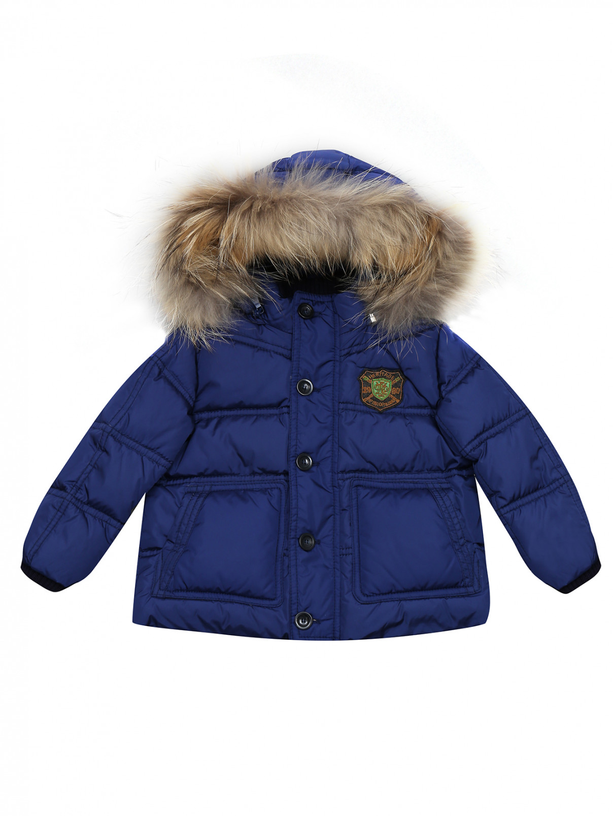 Куртка стеганая с нашивкой I Pinco Pallino  –  Общий вид  – Цвет:  Синий