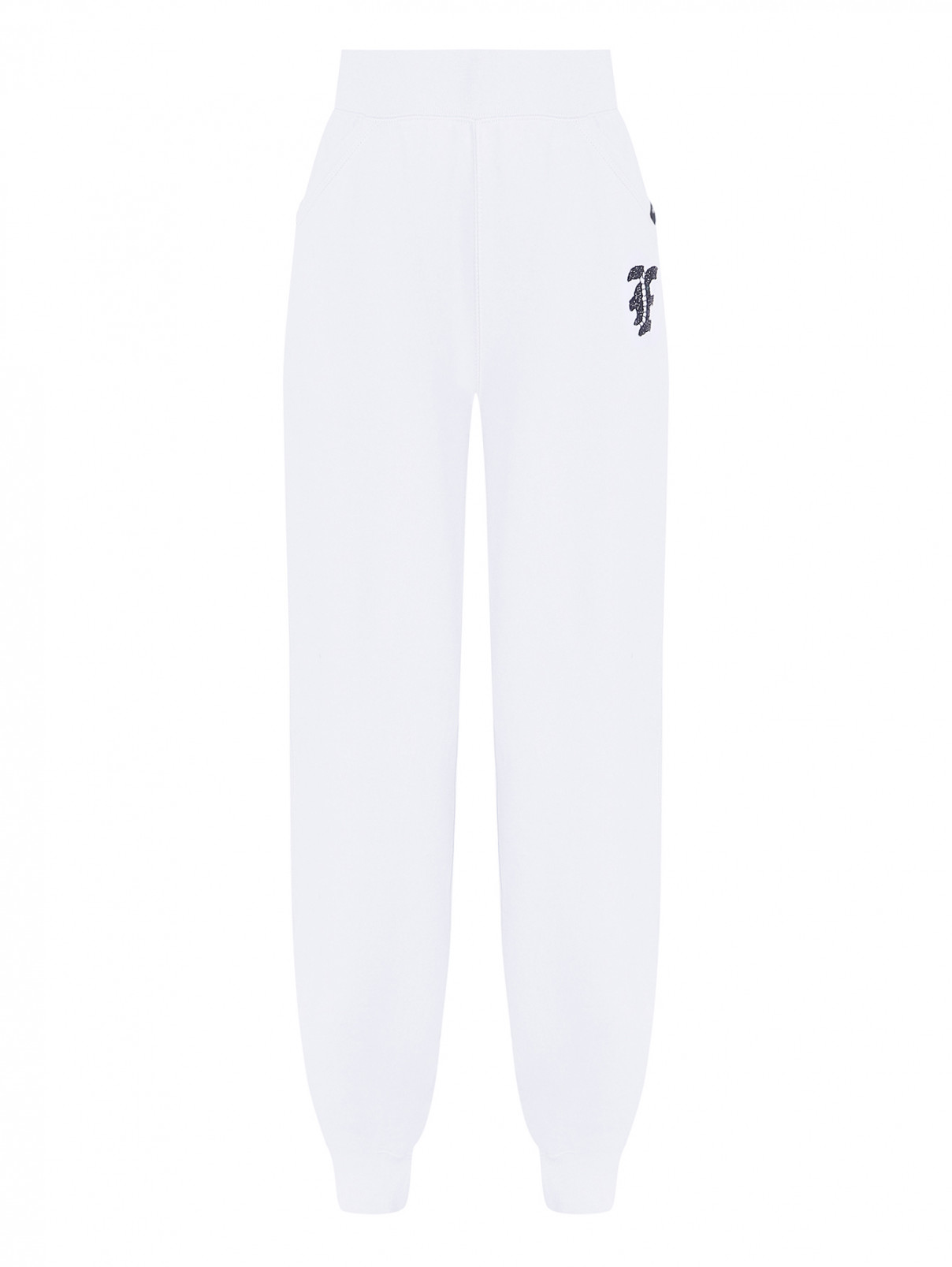 Хлопковые брюки с вышивкой и стразами Ermanno Scervino  –  Общий вид  – Цвет:  Белый