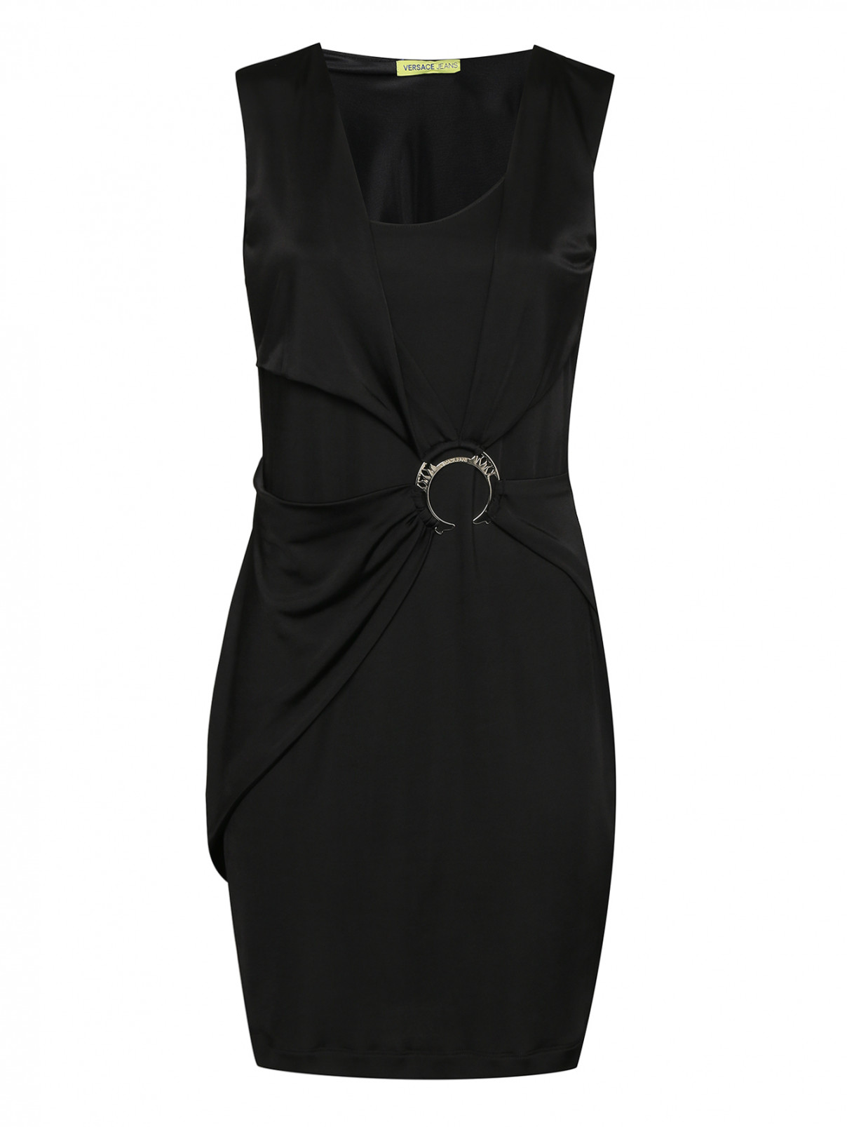 Платье-мини с пряжкой Versace Jeans  –  Общий вид  – Цвет:  Черный