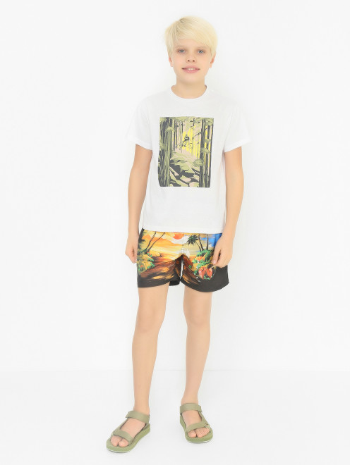 Хлопковая футболка с принтом Il Gufo - МодельОбщийВид