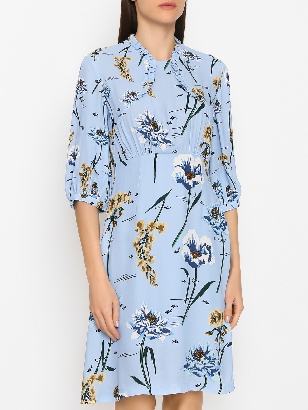 Платье с цветочным узором Markus Lupfer  –  МодельВерхНиз  – Цвет:  Синий