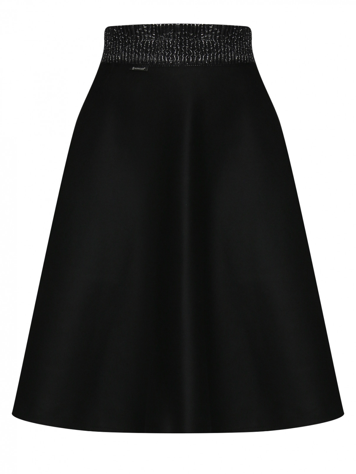 Юбка-миди из смесовой шерсти с молнией Moncler  –  Общий вид  – Цвет:  Черный