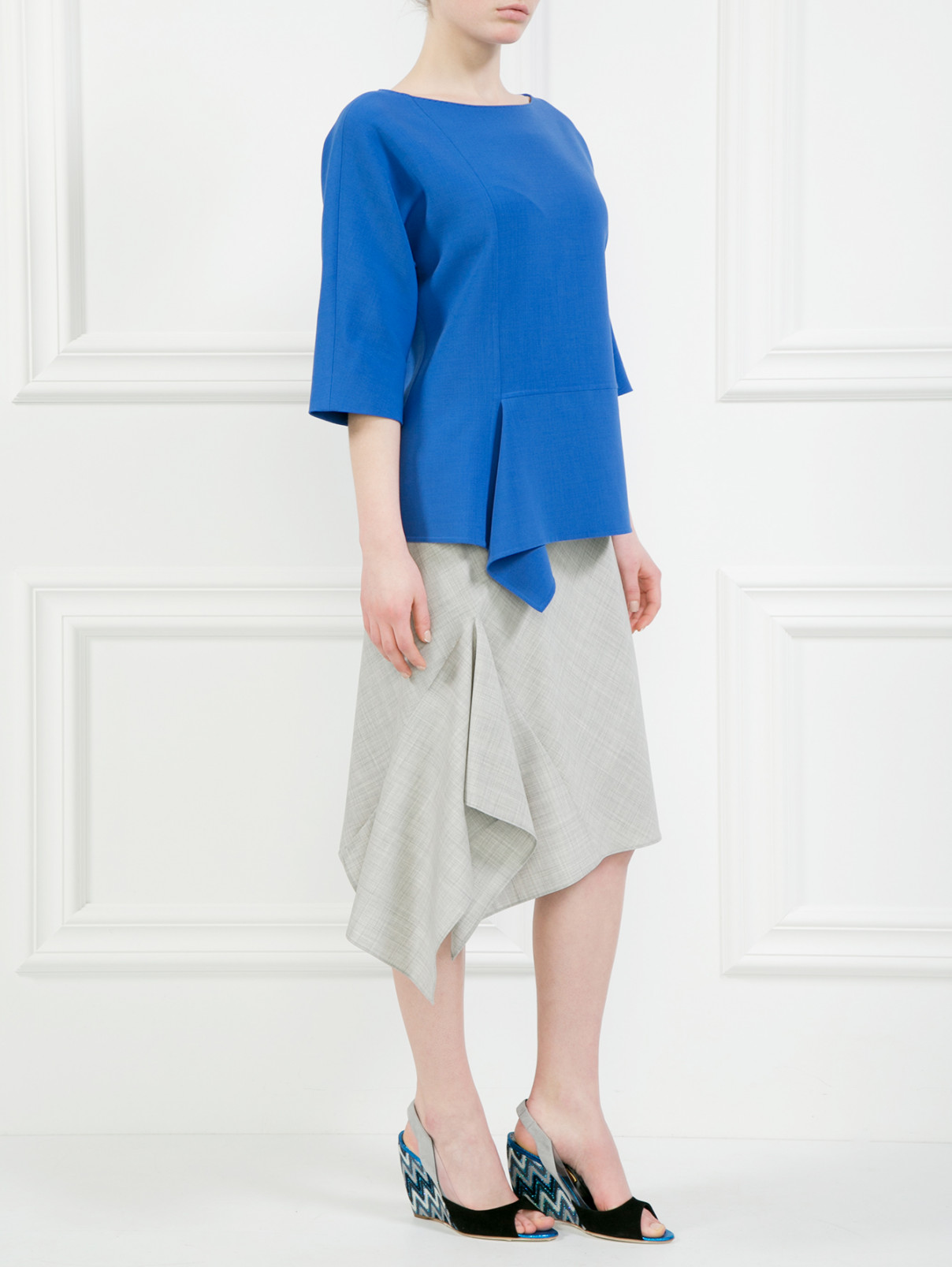 Асимметричная юбка Max Mara  –  Модель Общий вид  – Цвет:  Серый