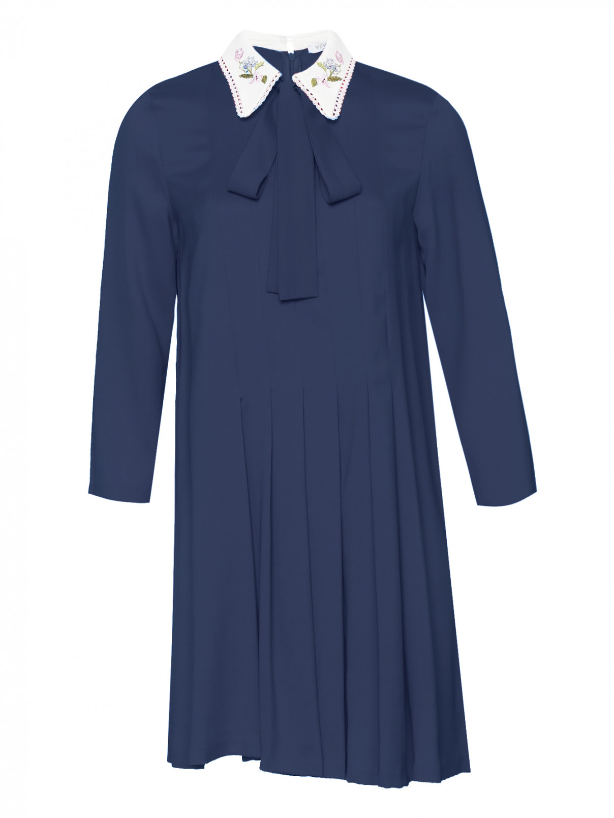 Платье-мини с контрастной отделкой Vivetta  –  Общий вид  – Цвет:  Синий