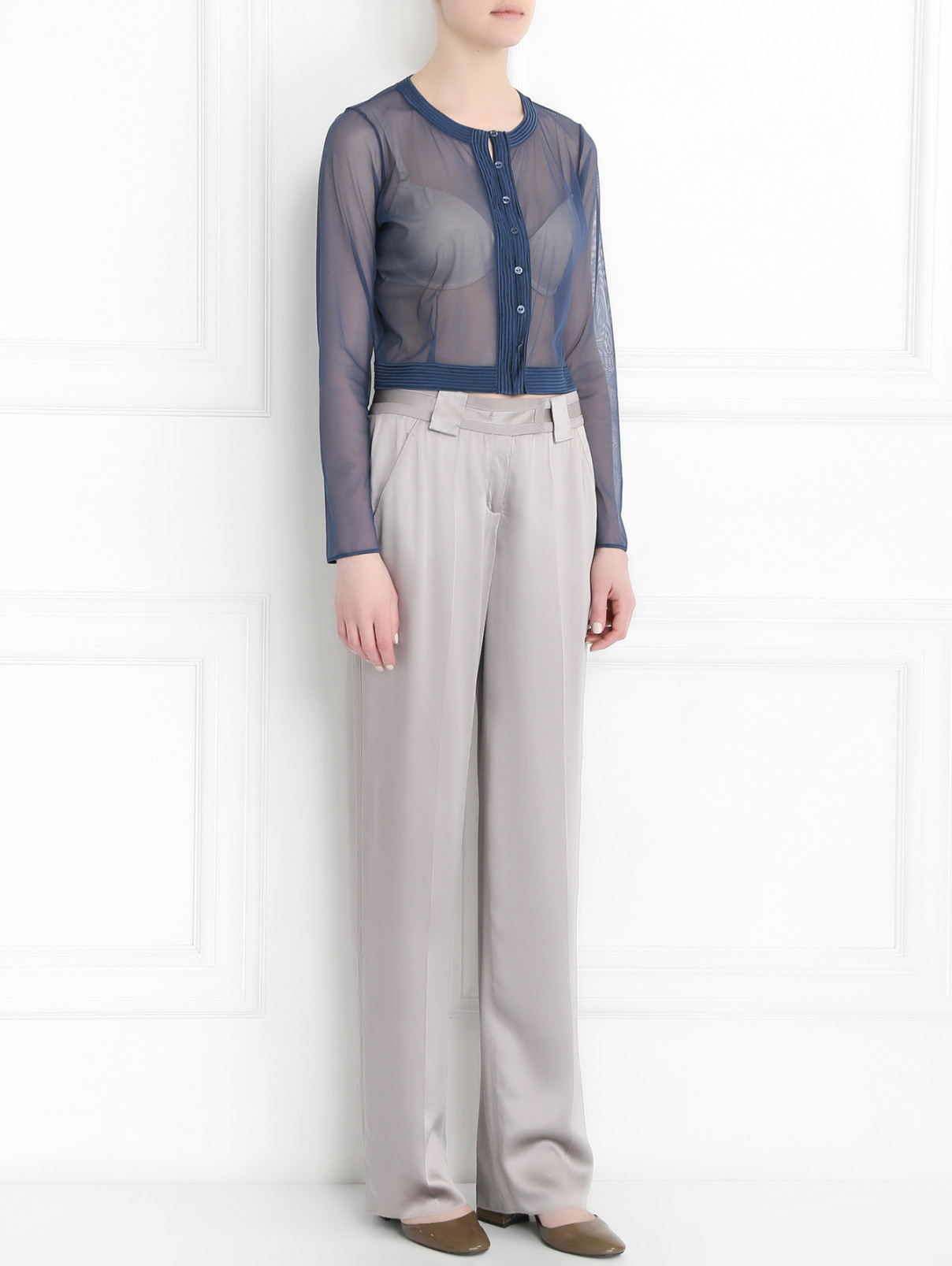 Полупрозрачная блуза-кардиган La Perla  –  Модель Общий вид  – Цвет:  Синий