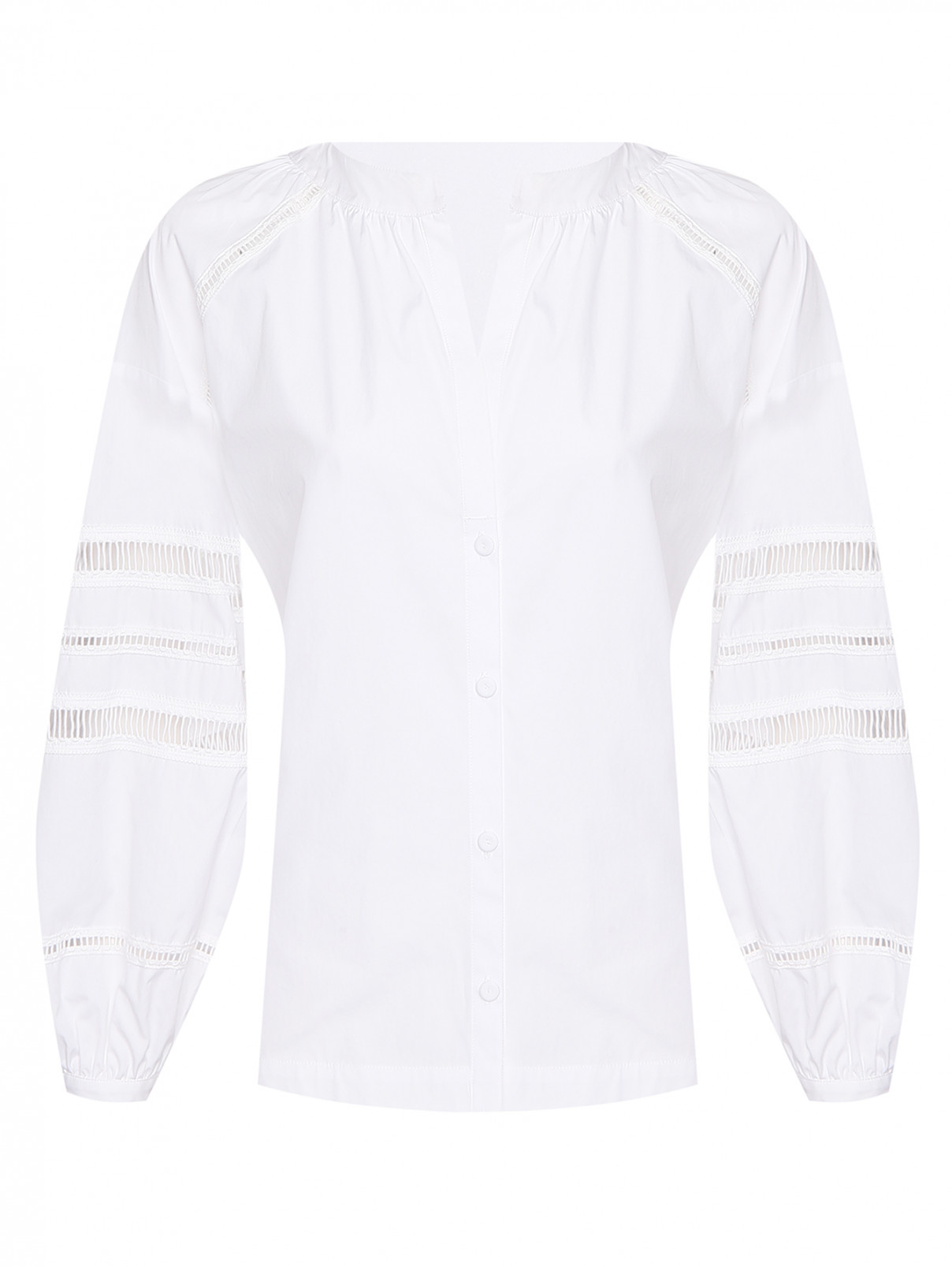 Блуза из хлопка с вышивкой Lorena Antoniazzi  –  Общий вид  – Цвет:  Белый