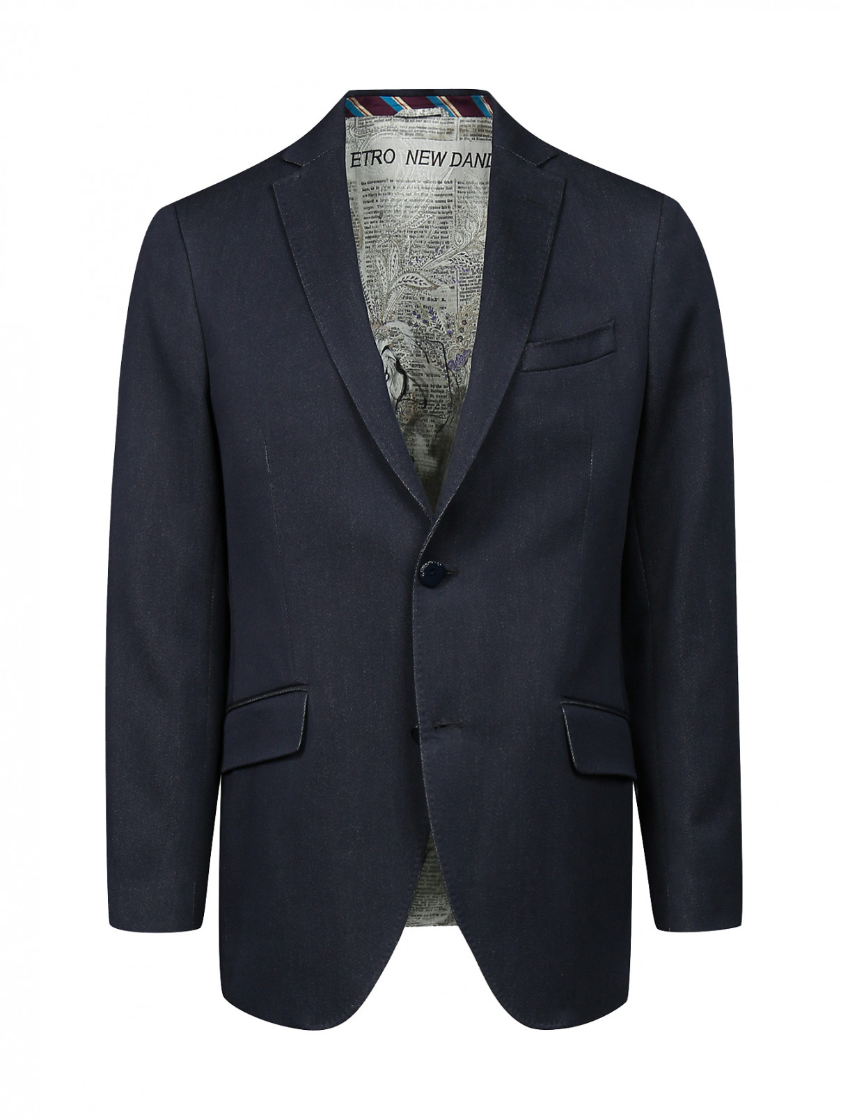 Пиджак из шерсти и хлопка Etro  –  Общий вид  – Цвет:  Синий
