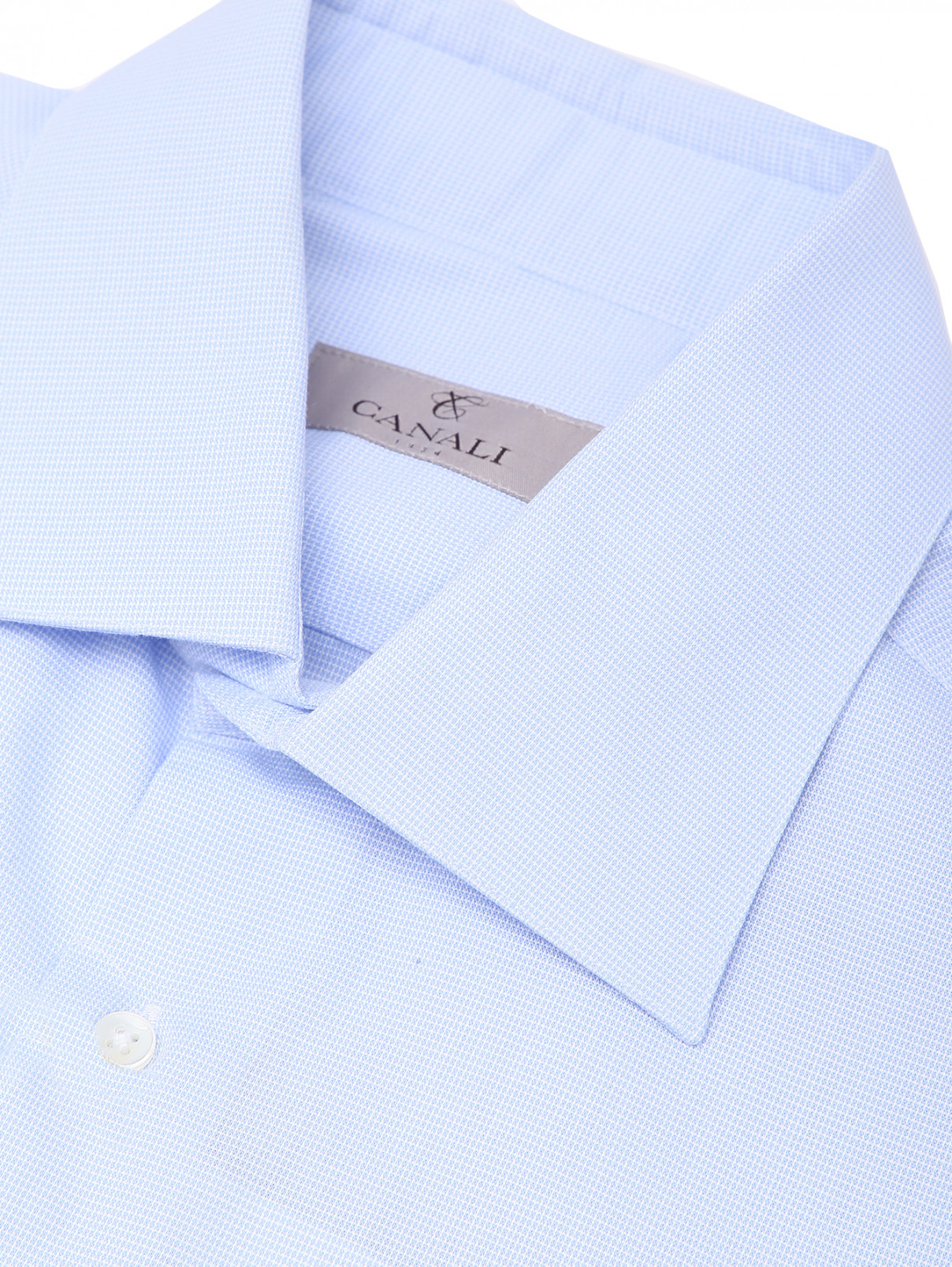 Рубашка из хлопка Canali  –  Деталь  – Цвет:  Синий