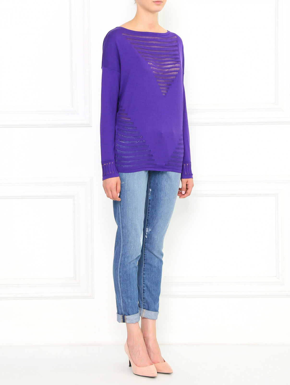 Джемпер из шелка и хлопка Versace 1969  –  Модель Общий вид  – Цвет:  Фиолетовый