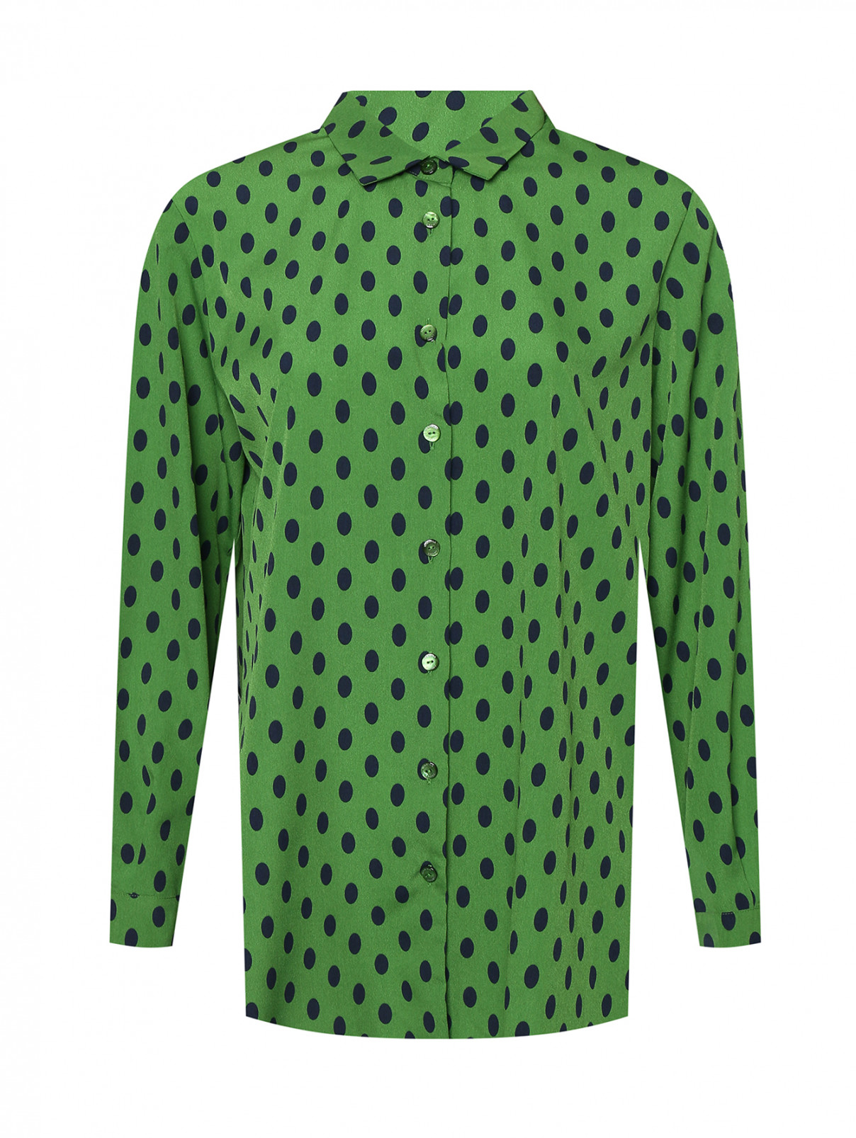 Блуза с узором горох Marina Rinaldi  –  Общий вид  – Цвет:  Зеленый