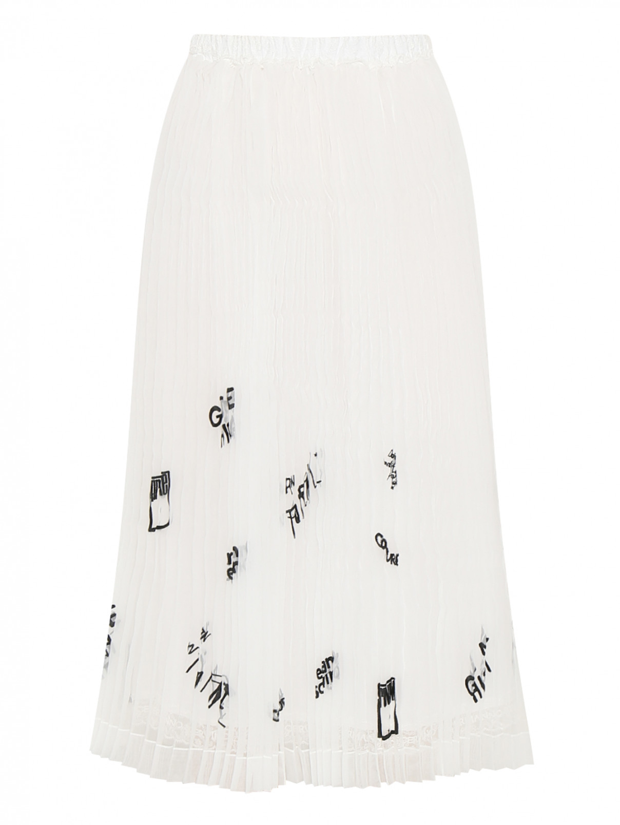Плиссированная юбка миди с вышивкой Ermanno Scervino  –  Общий вид  – Цвет:  Белый