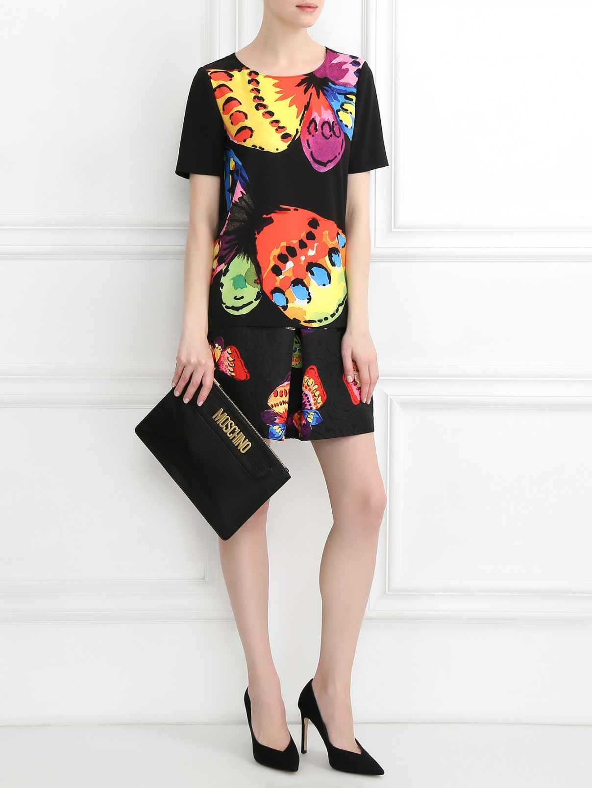 Клатч из фактурной кожи Moschino Couture  –  Модель Общий вид  – Цвет:  Черный