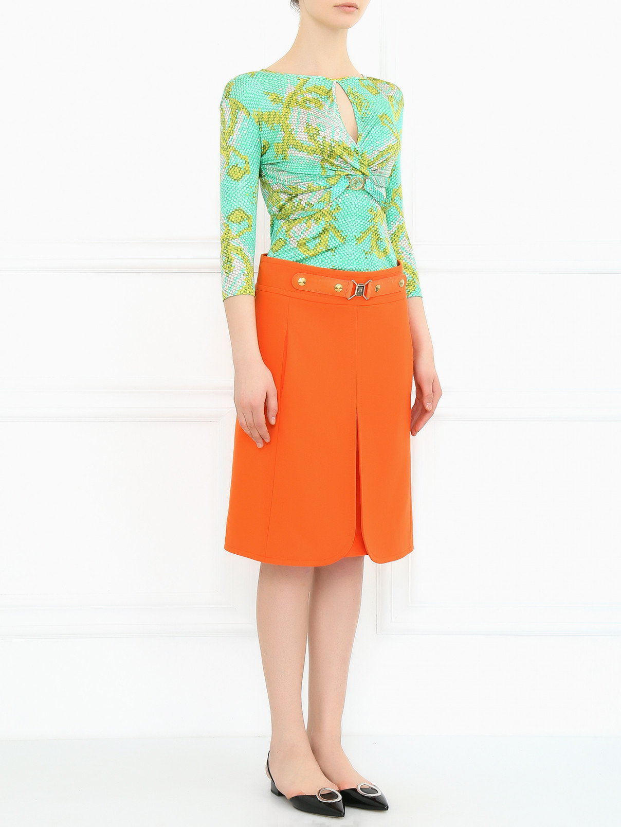 Трикотажная юбка с боковыми карманами Sonia Rykiel  –  Модель Общий вид  – Цвет:  Оранжевый