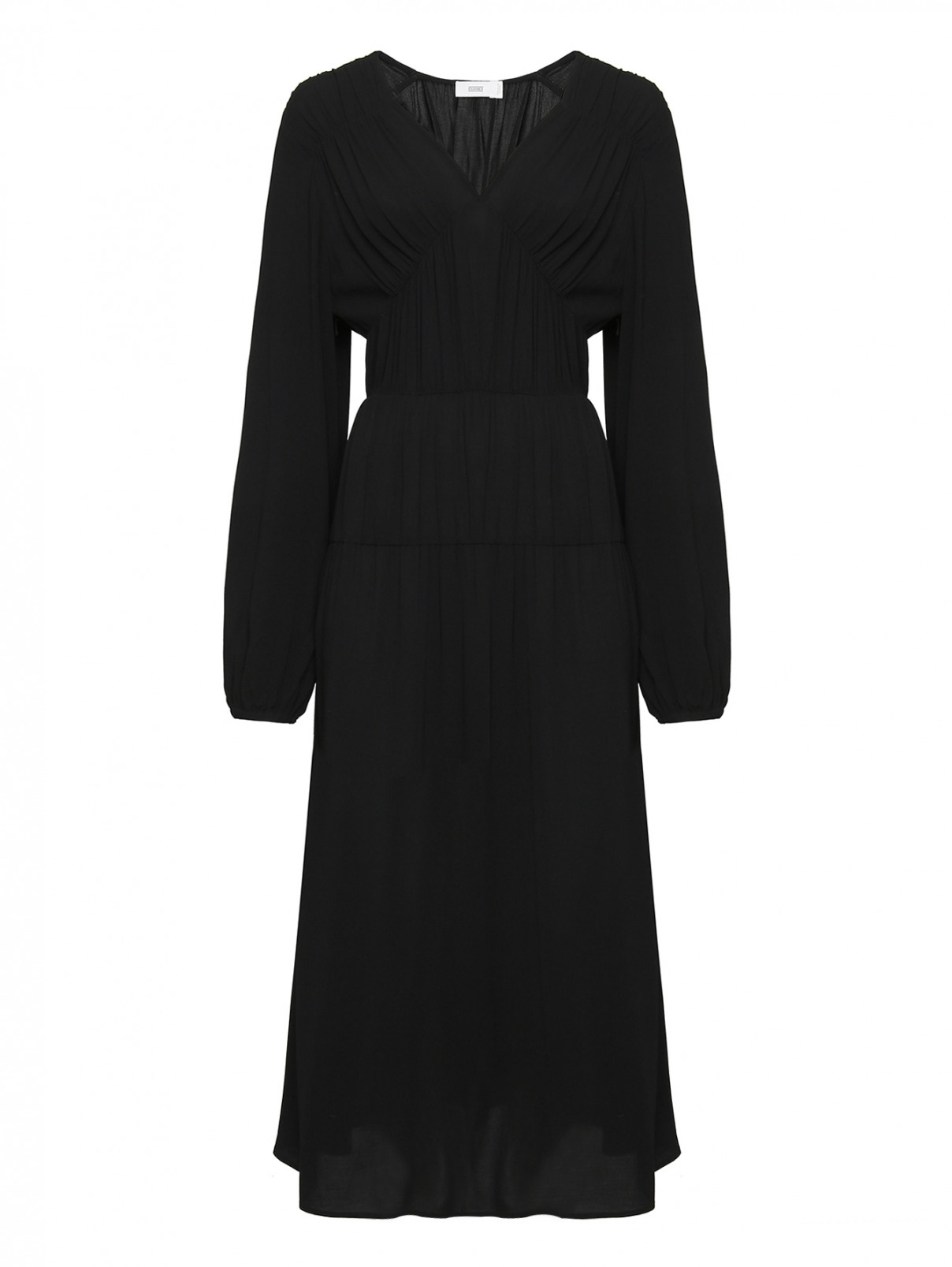 Платье из вискозы с V-образным вырезом CLOSED  –  Общий вид  – Цвет:  Черный