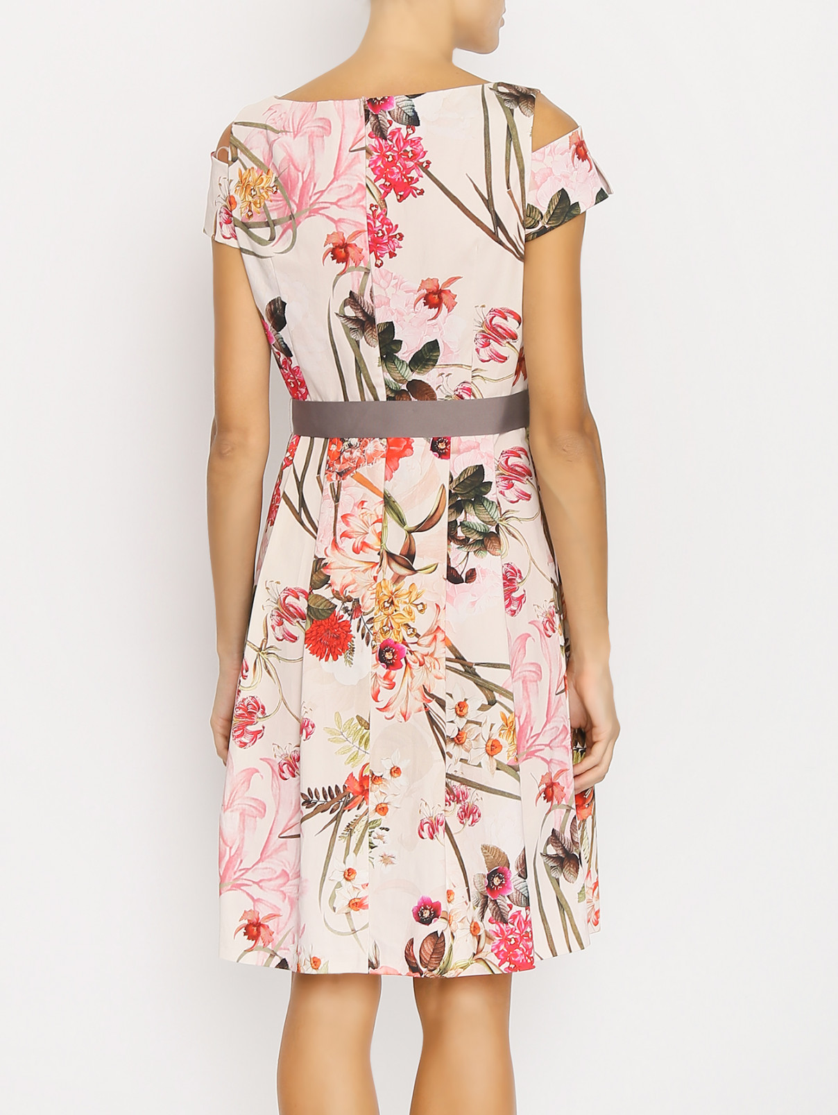 Платье-миди из хлопка с цветочным узором Comma  –  МодельВерхНиз1