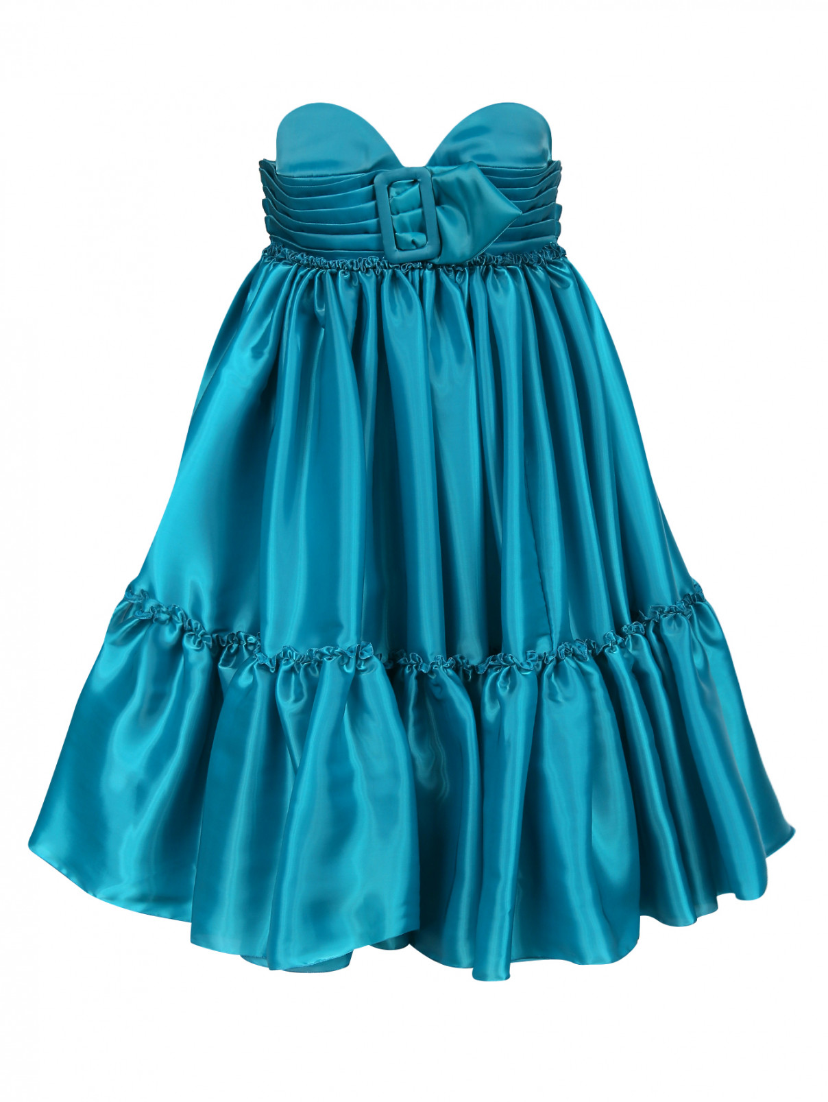 Платье-мини из шелка с драпировкой Jean Paul Gaultier  –  Общий вид  – Цвет:  Синий
